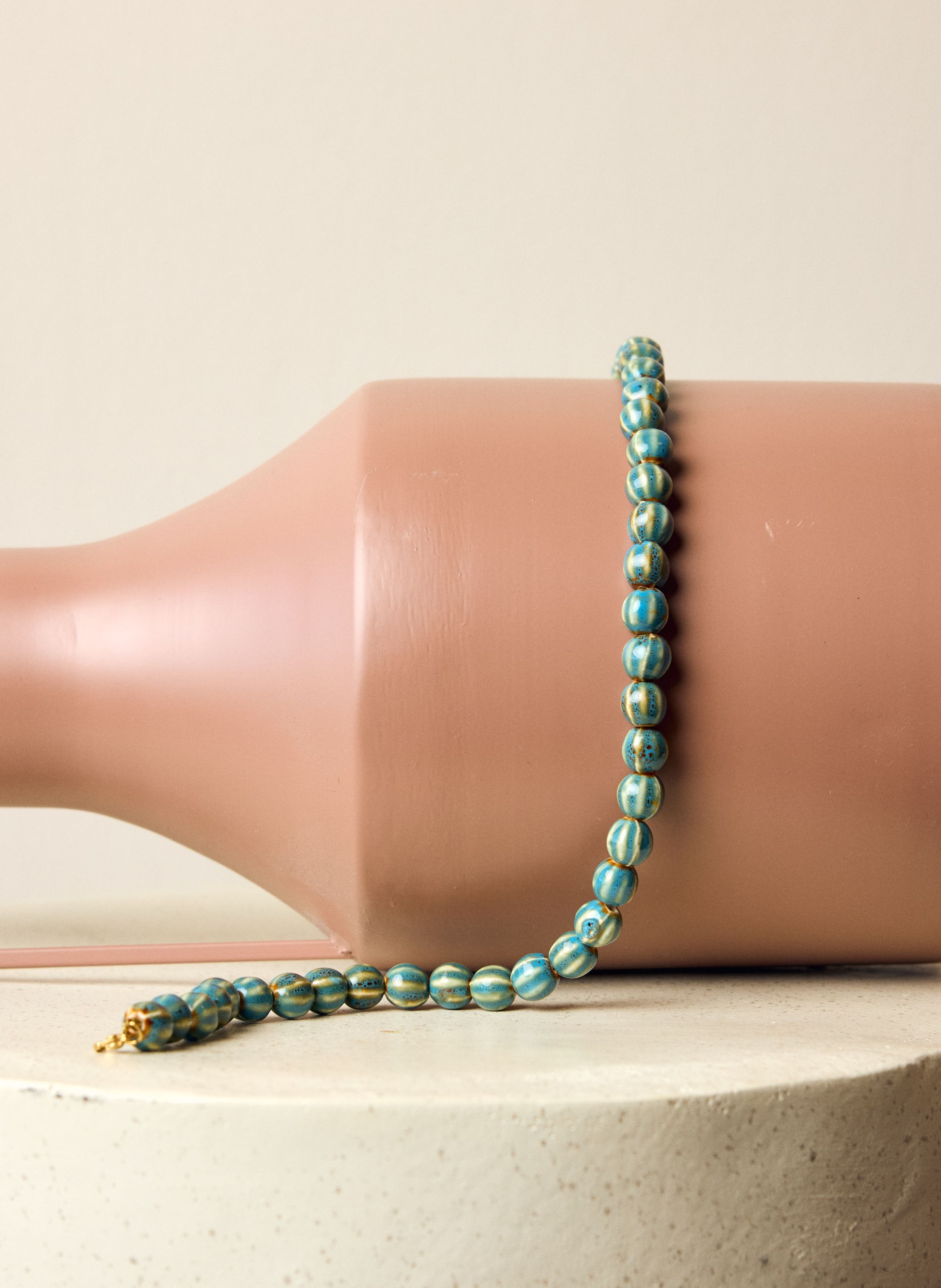 Norah Aquakleurige ketting met gestreepte kralen aqua multicolor 218811-477-ONE