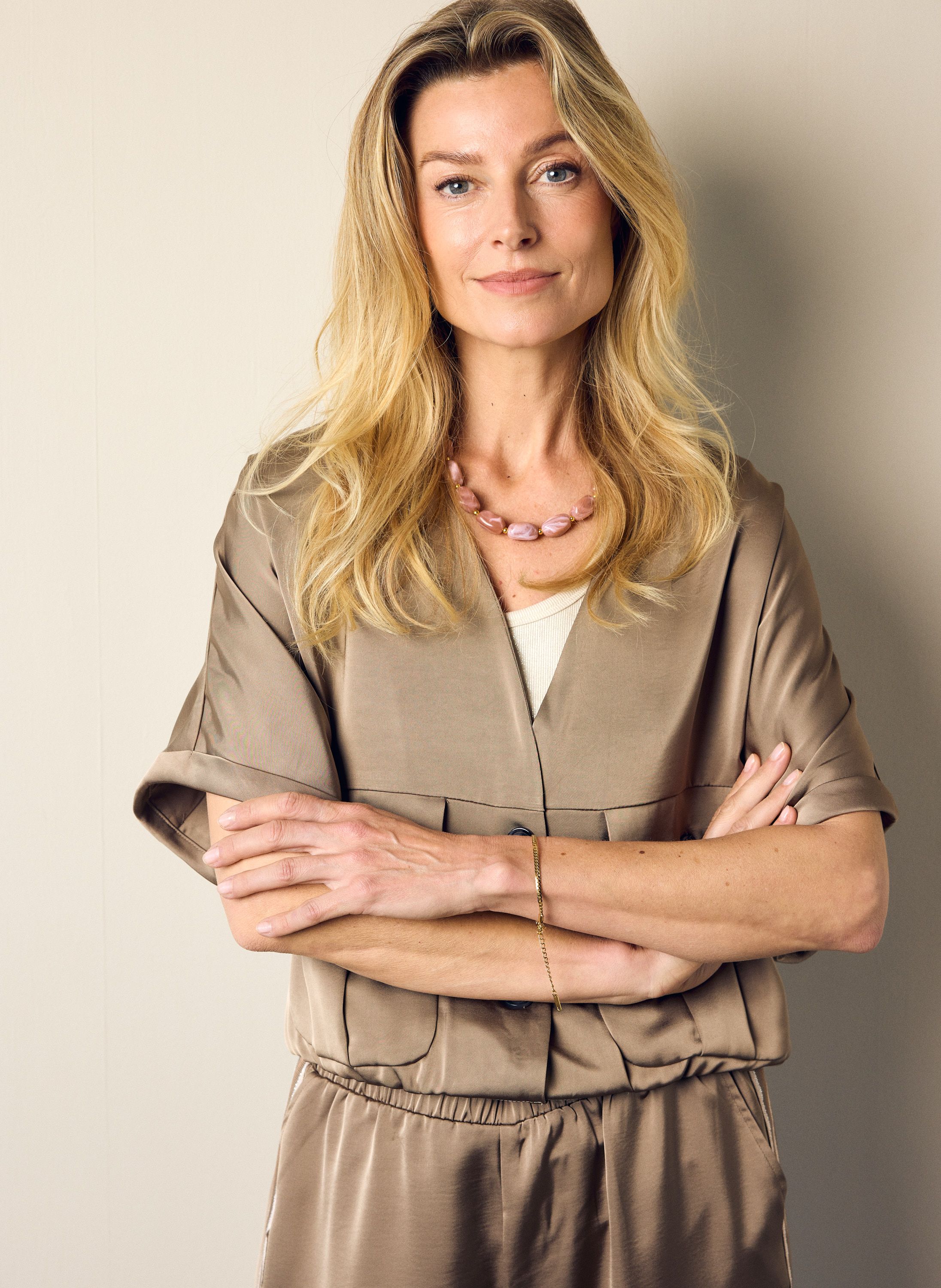 Norah Taupe satijnen jasje taupe 218821-204-38