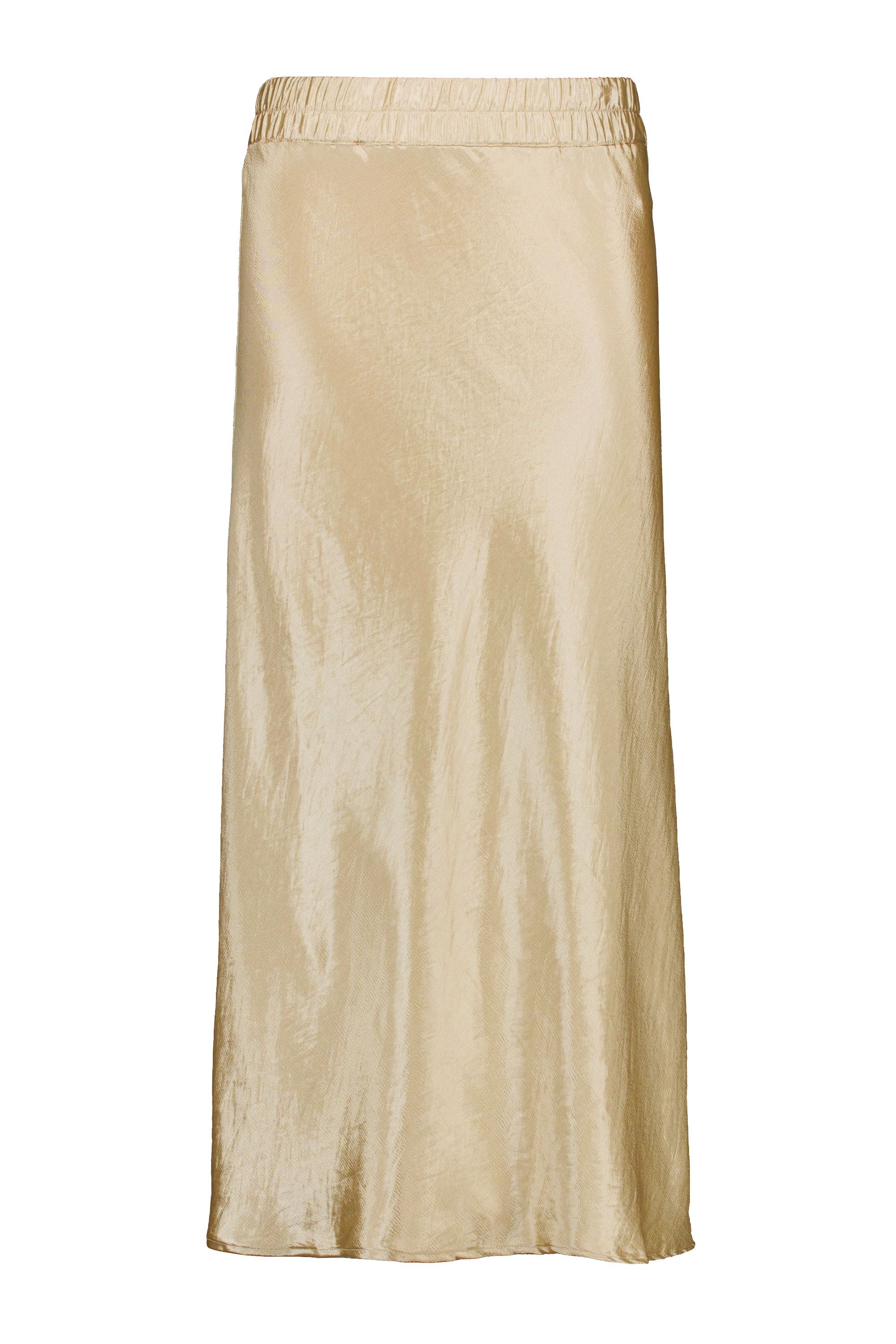 Norah Satijnen champagnekleurige midi rok   light sand 218826-111-48