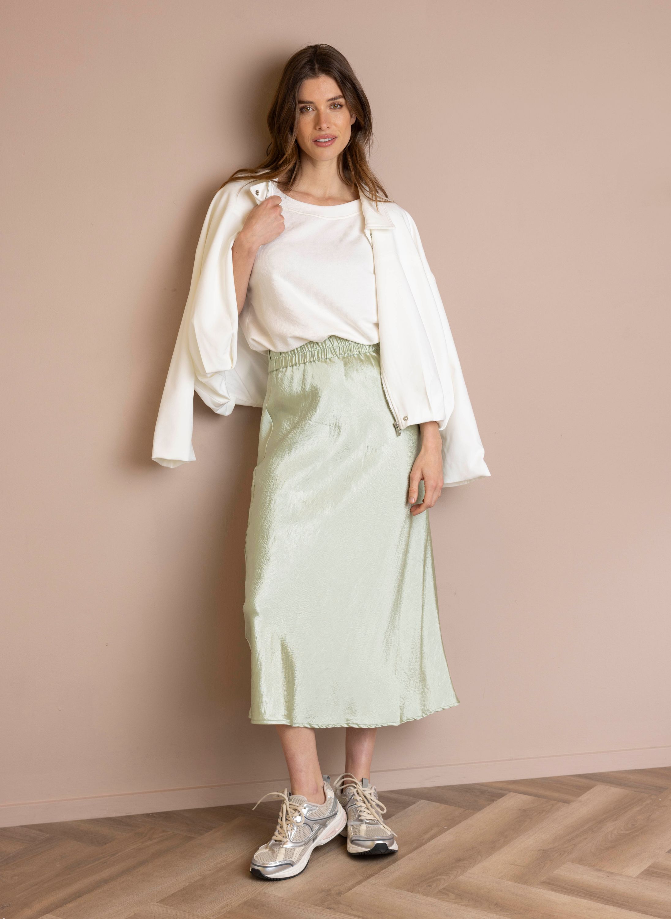 Norah Satijnen pastelgroene midi rok   pastel green 218826-512-44