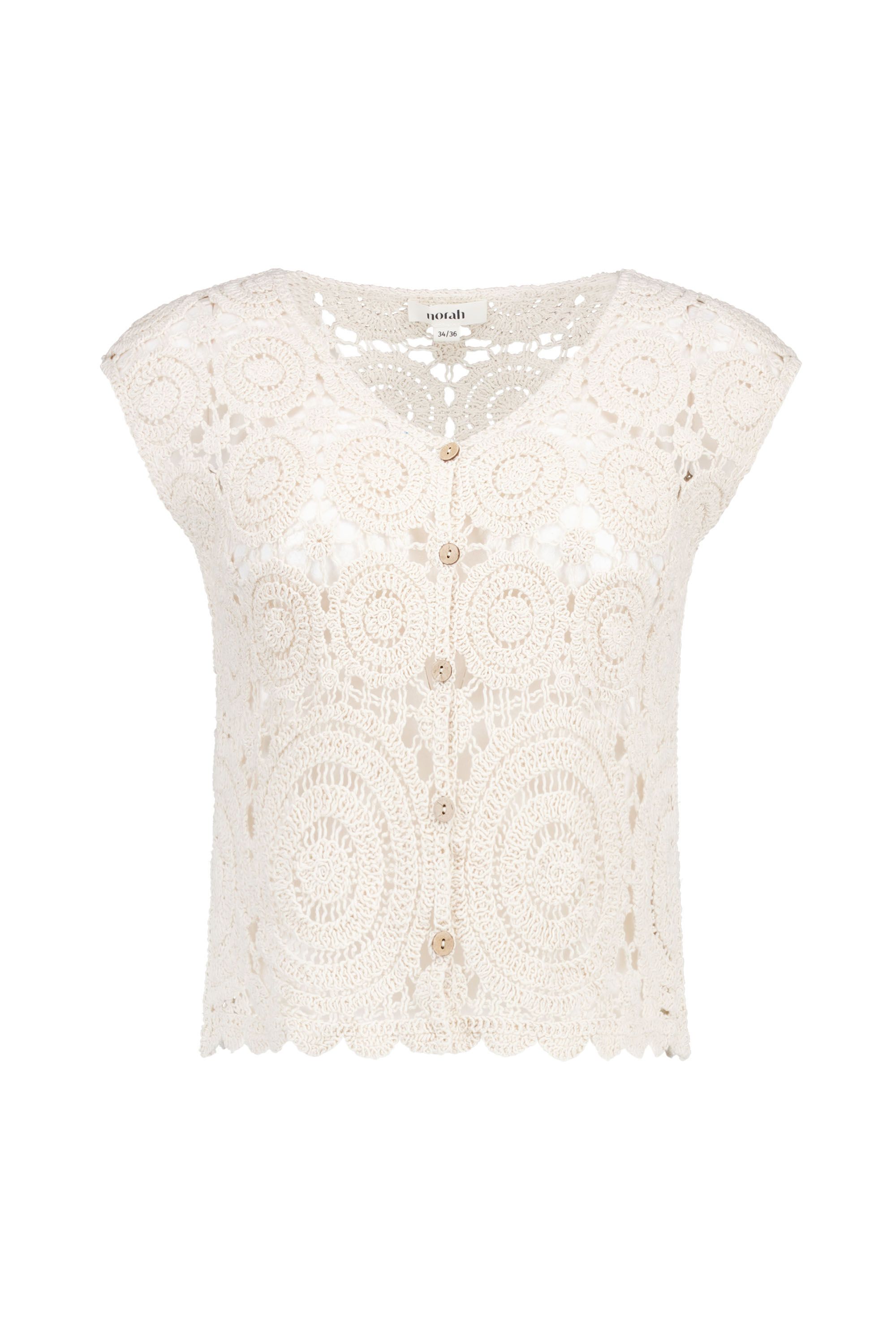 Norah Gehaakt ecru gilet  218827-102-46-48