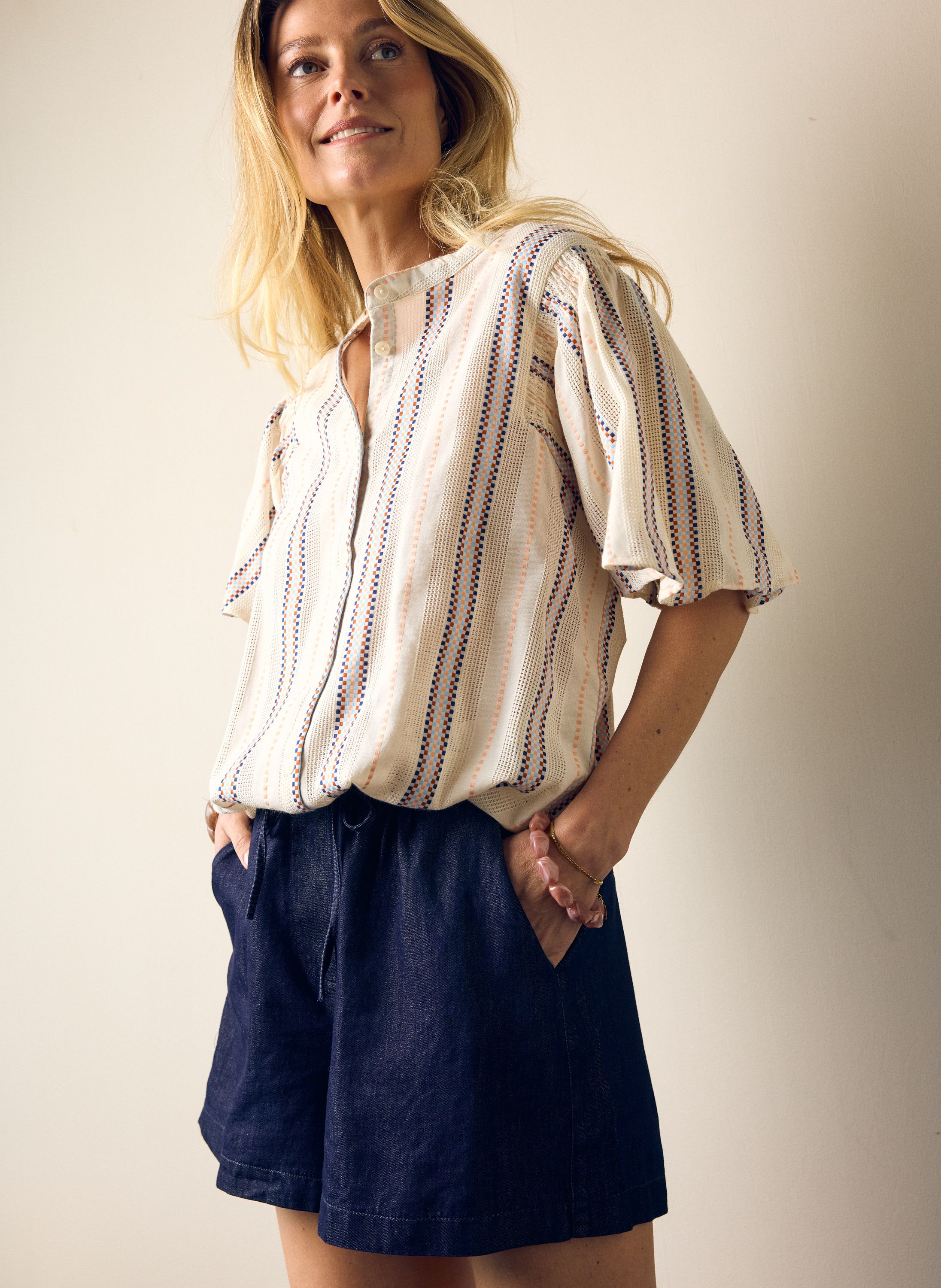 Norah Denim korte broek met strikkoord dark denim 218830-480-44