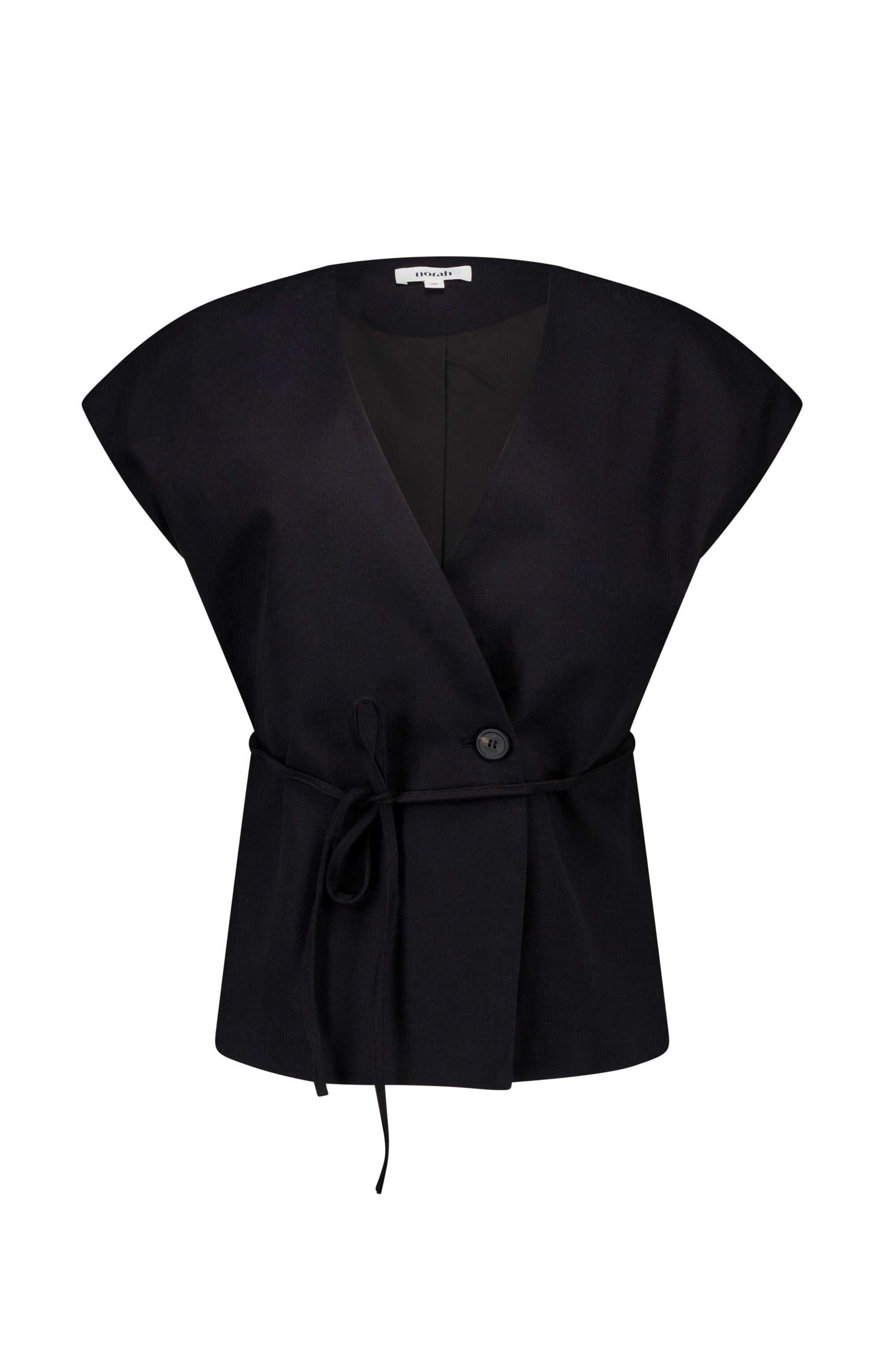 Norah Zwart gilet met ceintuur black 218832-001-40