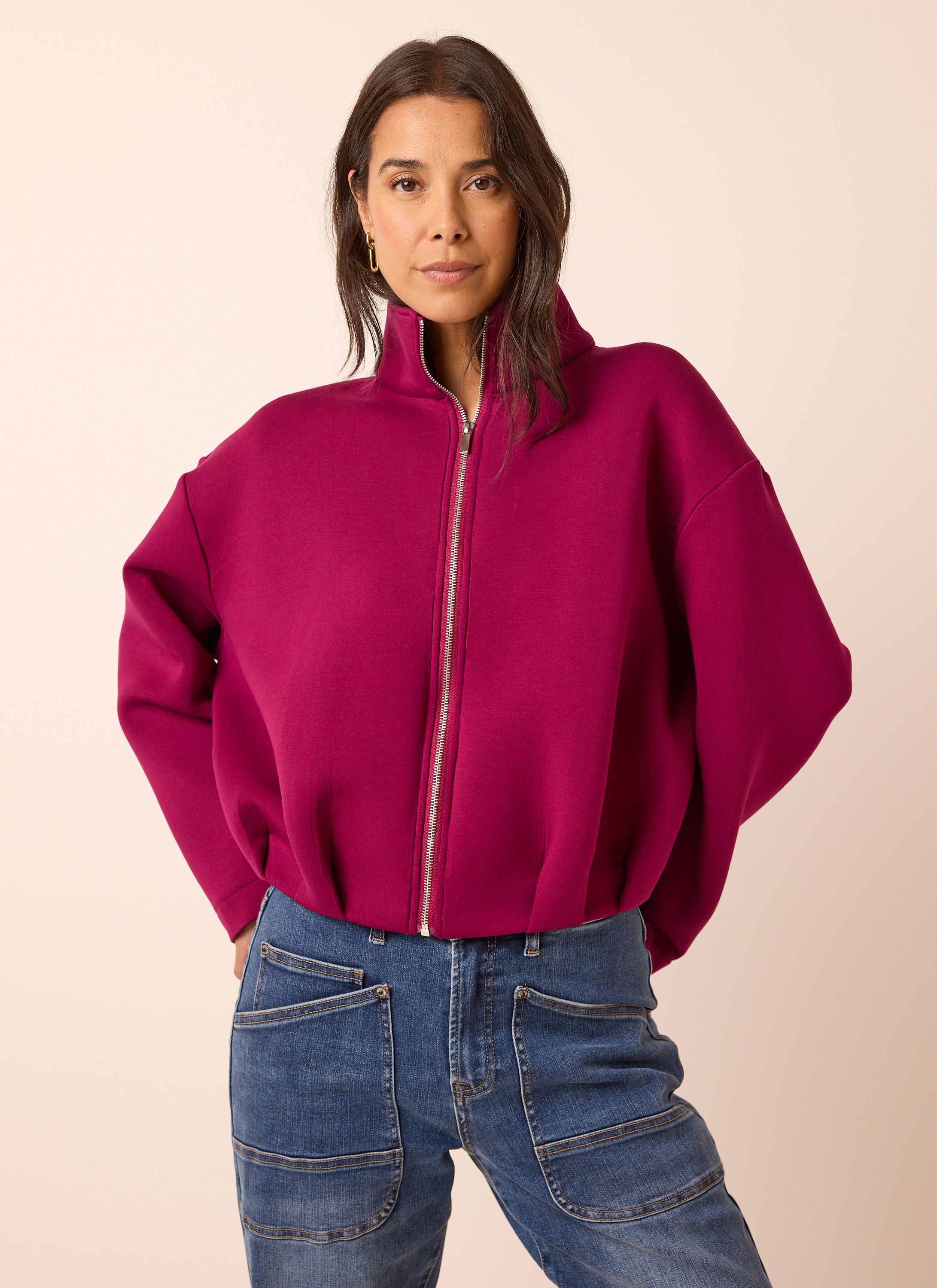 Norah Roze vest met hoge kraag fuchsia 218833-953
