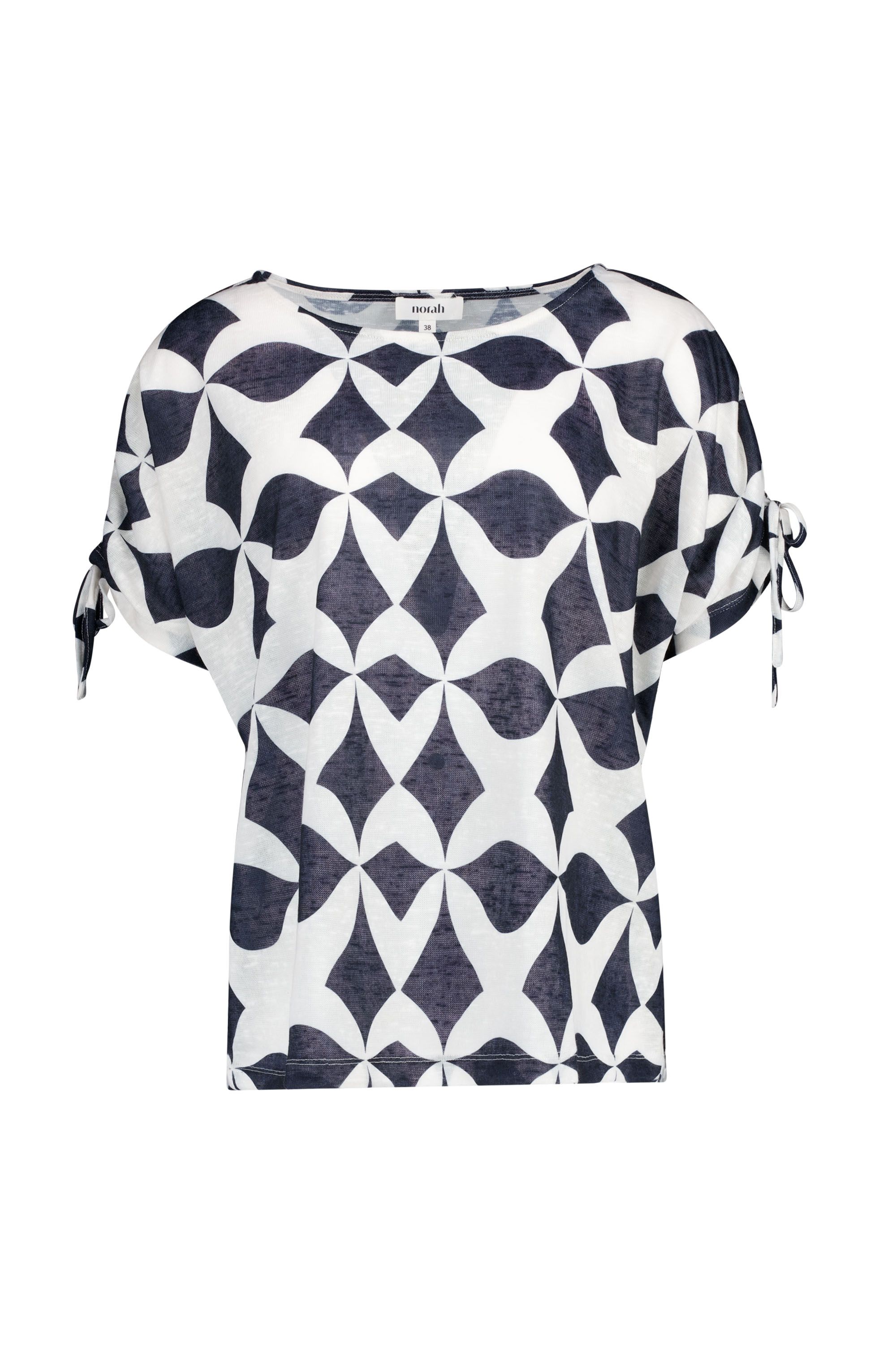Norah Zwart/ecru shirt met grafische print black/ecru 218845-041
