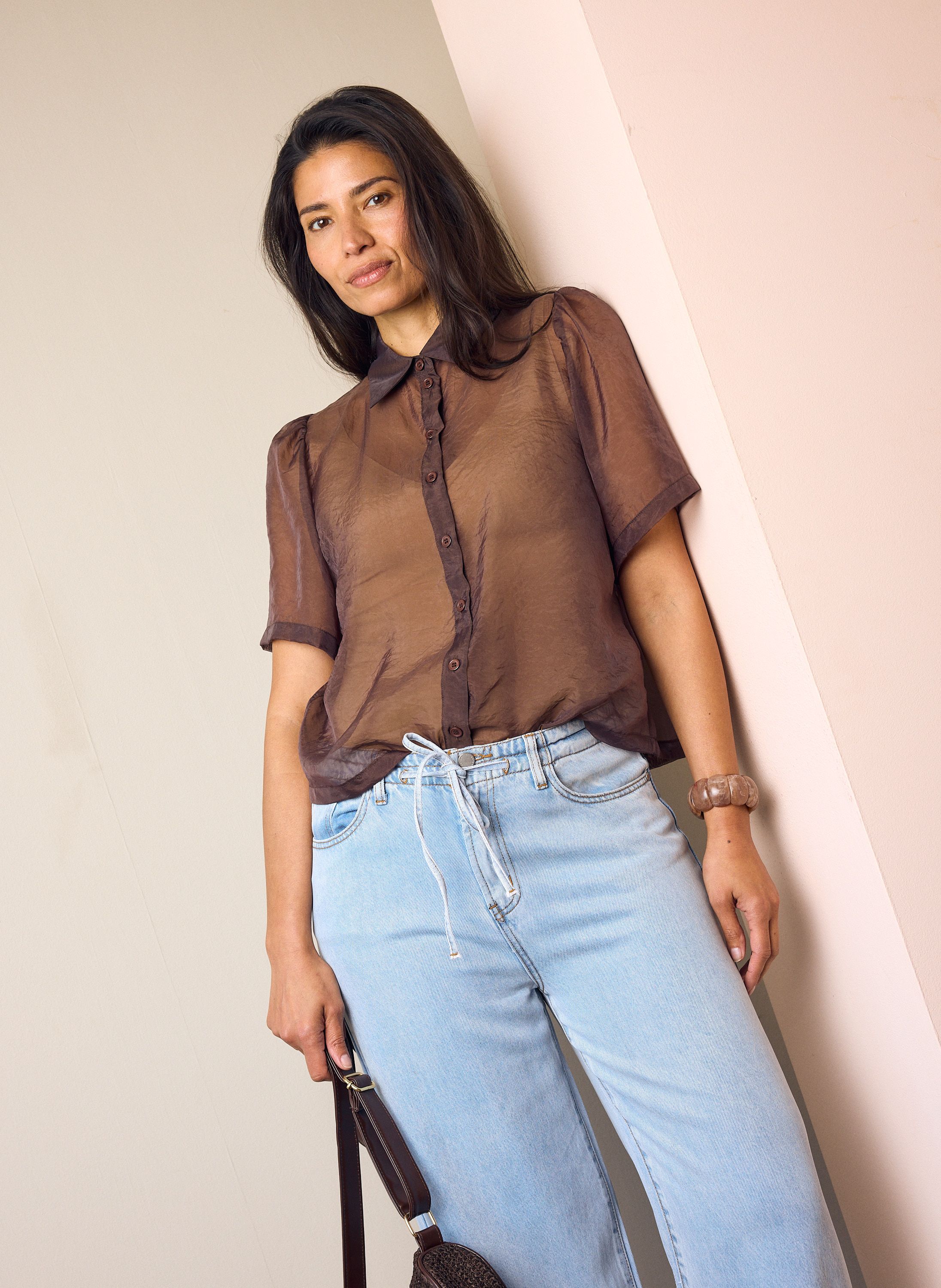 Norah Bruine transparante blouse brown 218847-200-34