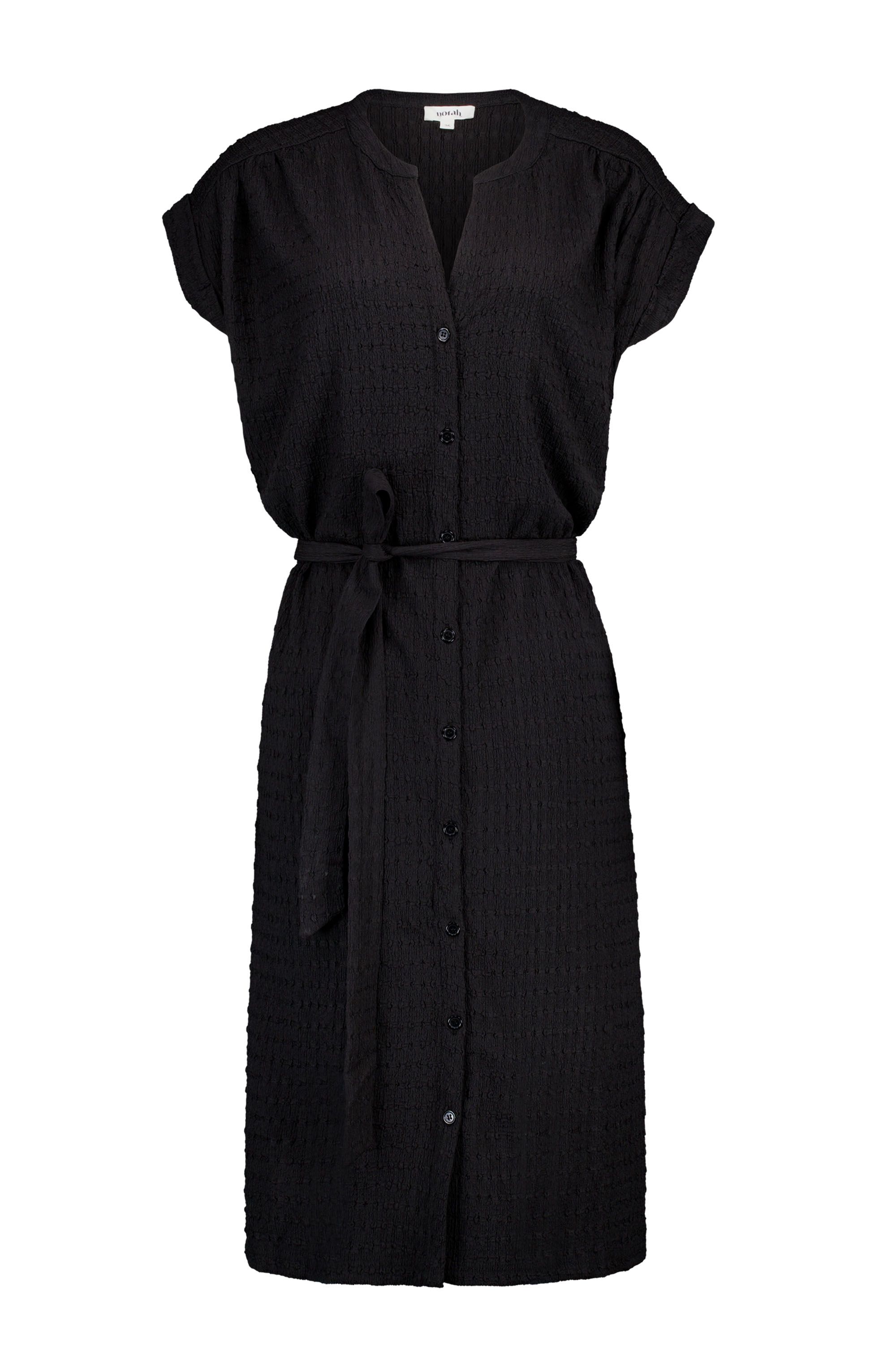Norah Zwarte midi jurk met structuur black 218848-001-38