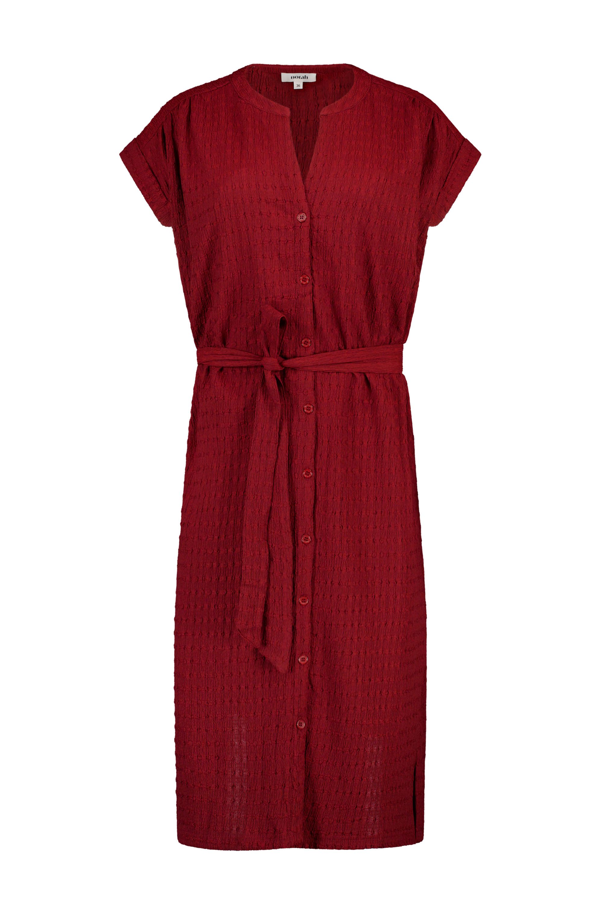 Norah Rode midi jurk met structuur brique multicolor 218848-670