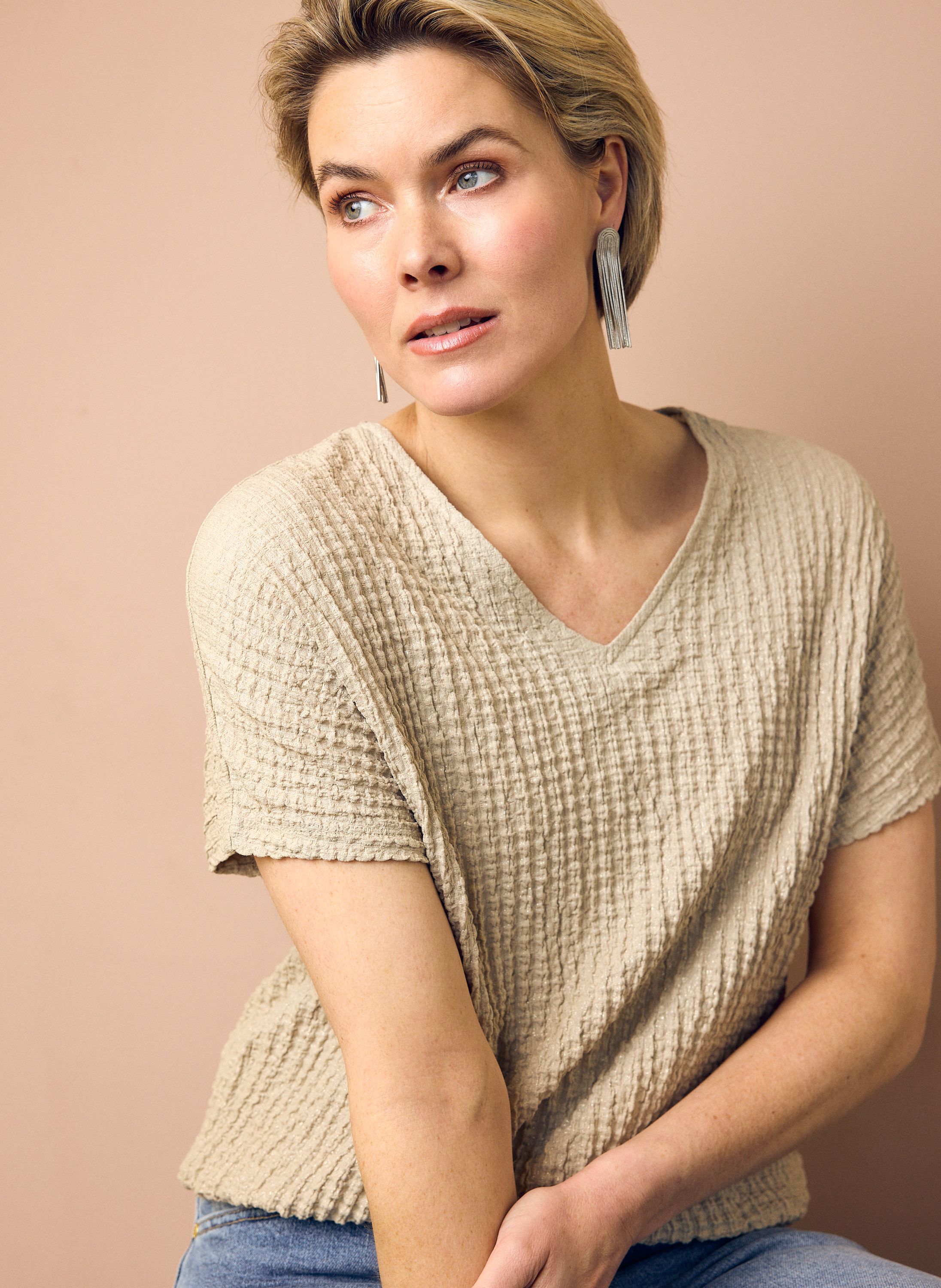 Norah Champagnekleurig shirt met structuur champagne 218853-103-34