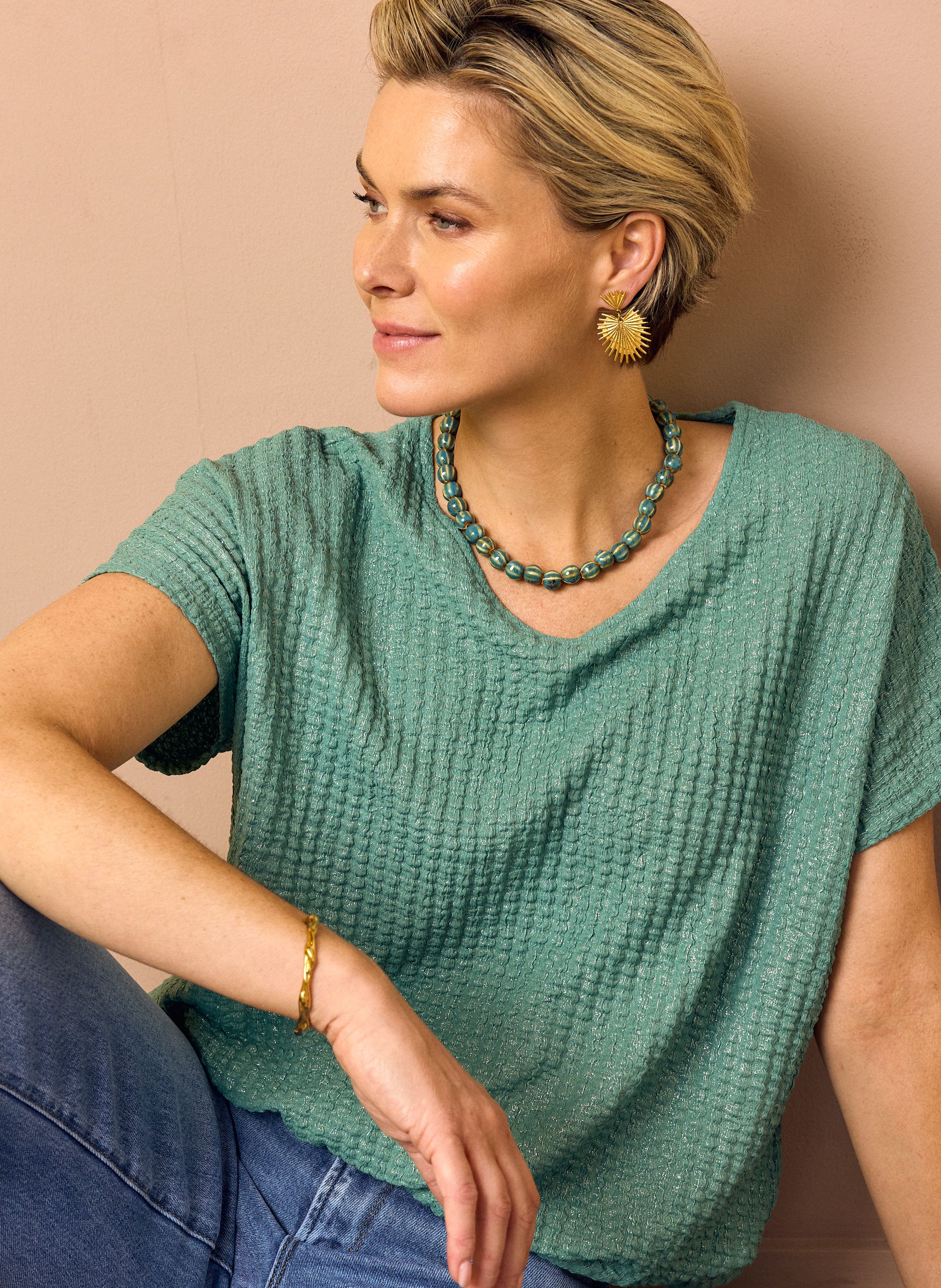 Norah Zeegrgroen shirt met structuur mid sea green 218853-560