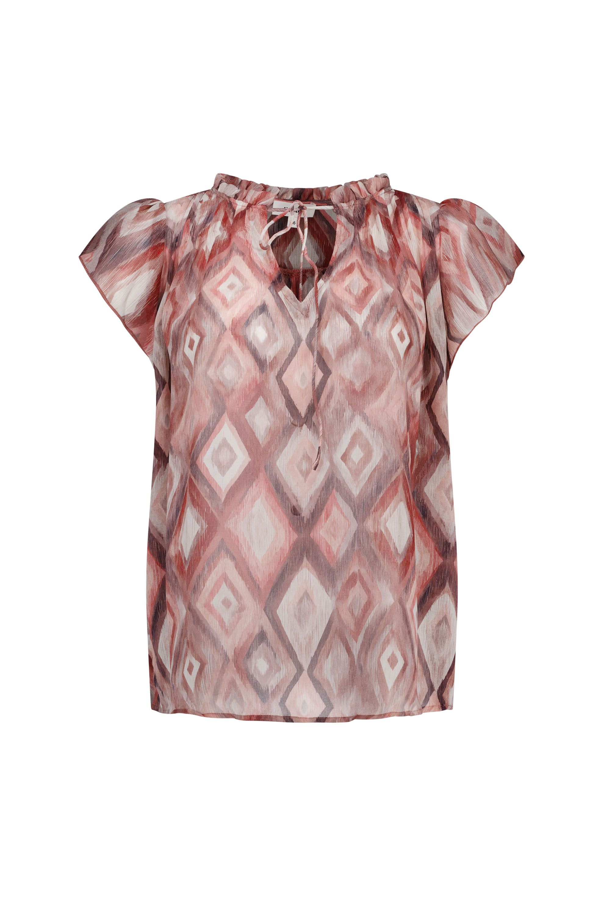 Norah Donkerroze blouse met grafische print dark rose multicolor 218857-996