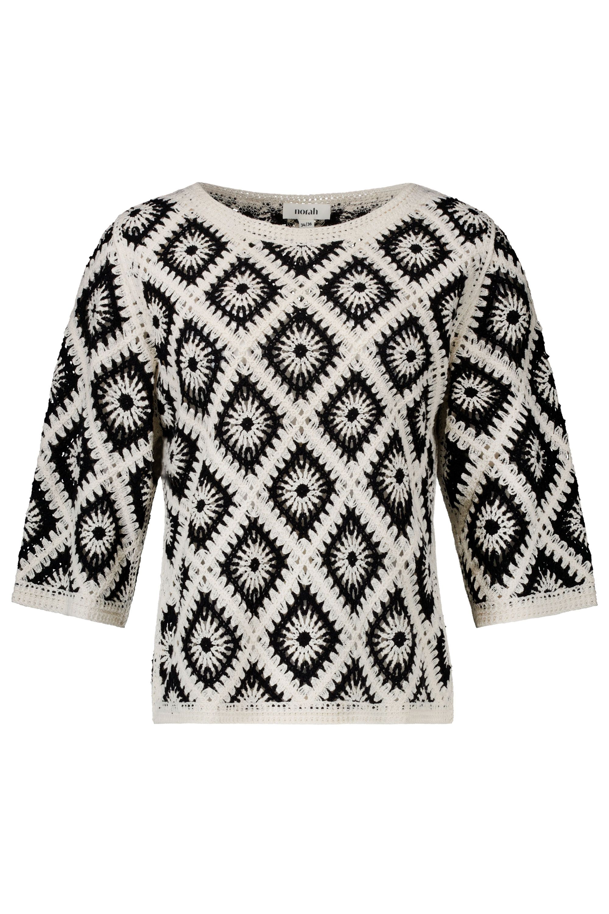Norah Zwart/wit gehaakte top black/ecru 218859-041