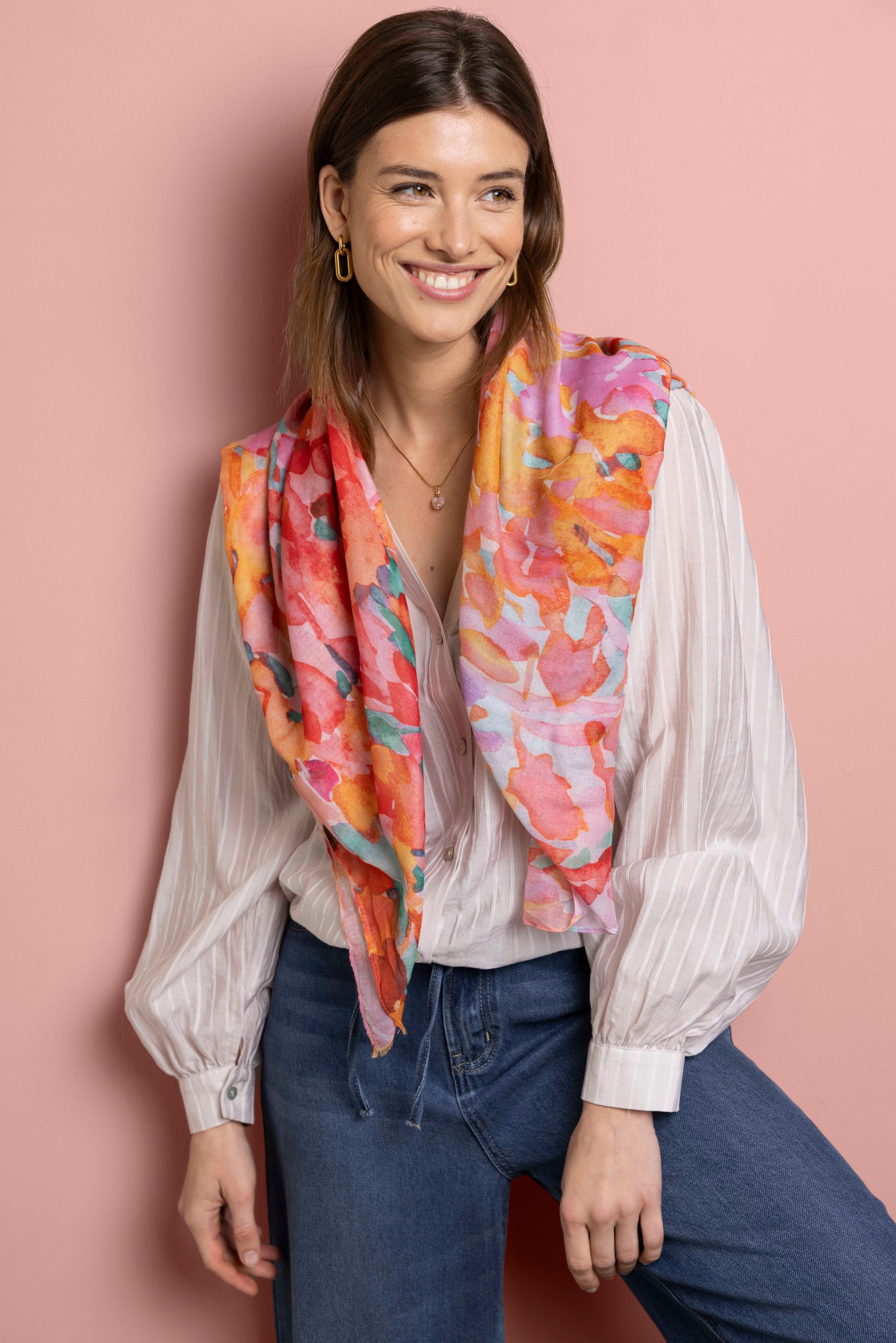 Norah Kleurrijke fijngeweven sjaal multicolor 218861-002-ONE