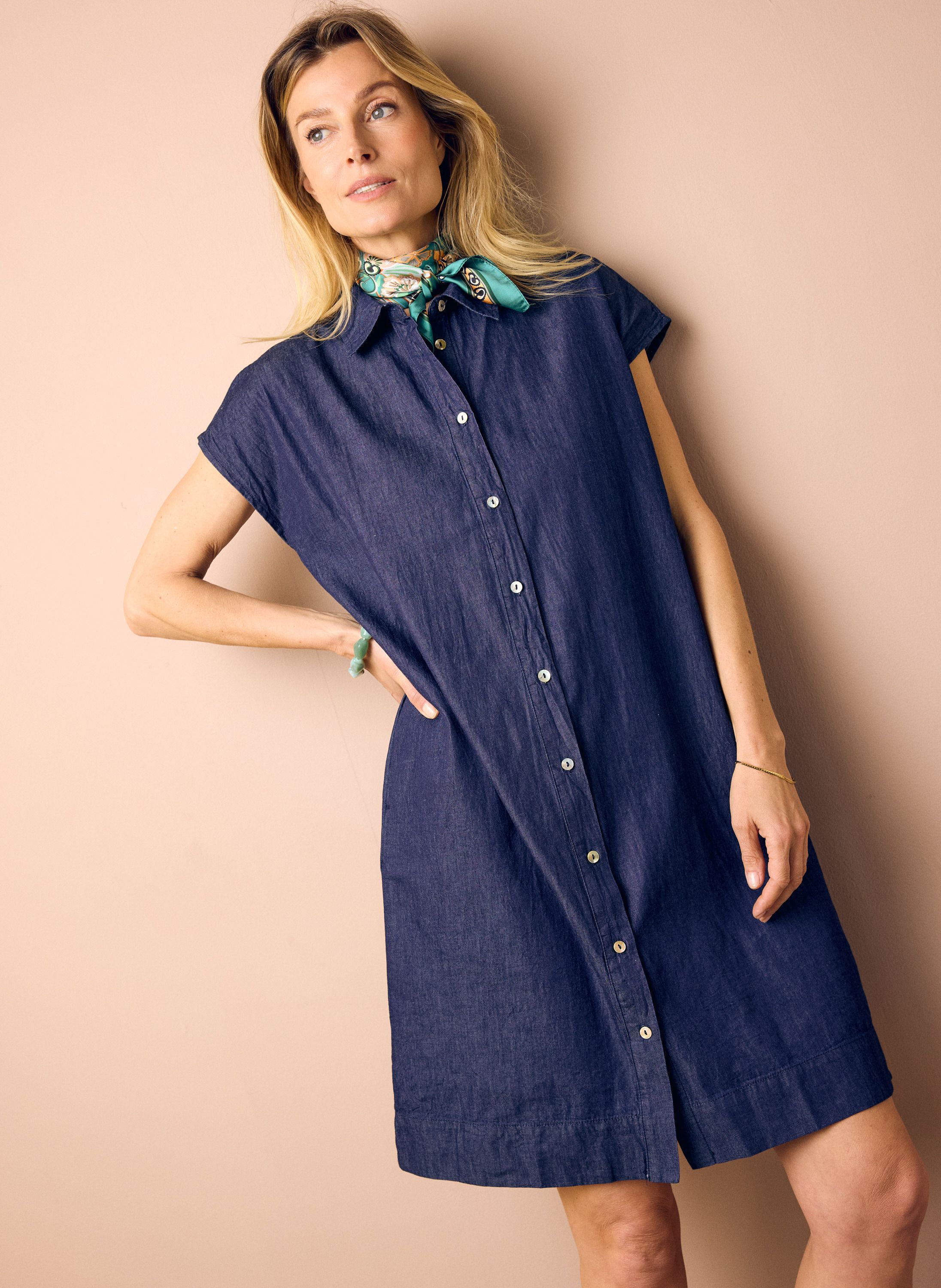 Norah Blauwe midi denim jurk dark denim 218874-480-34