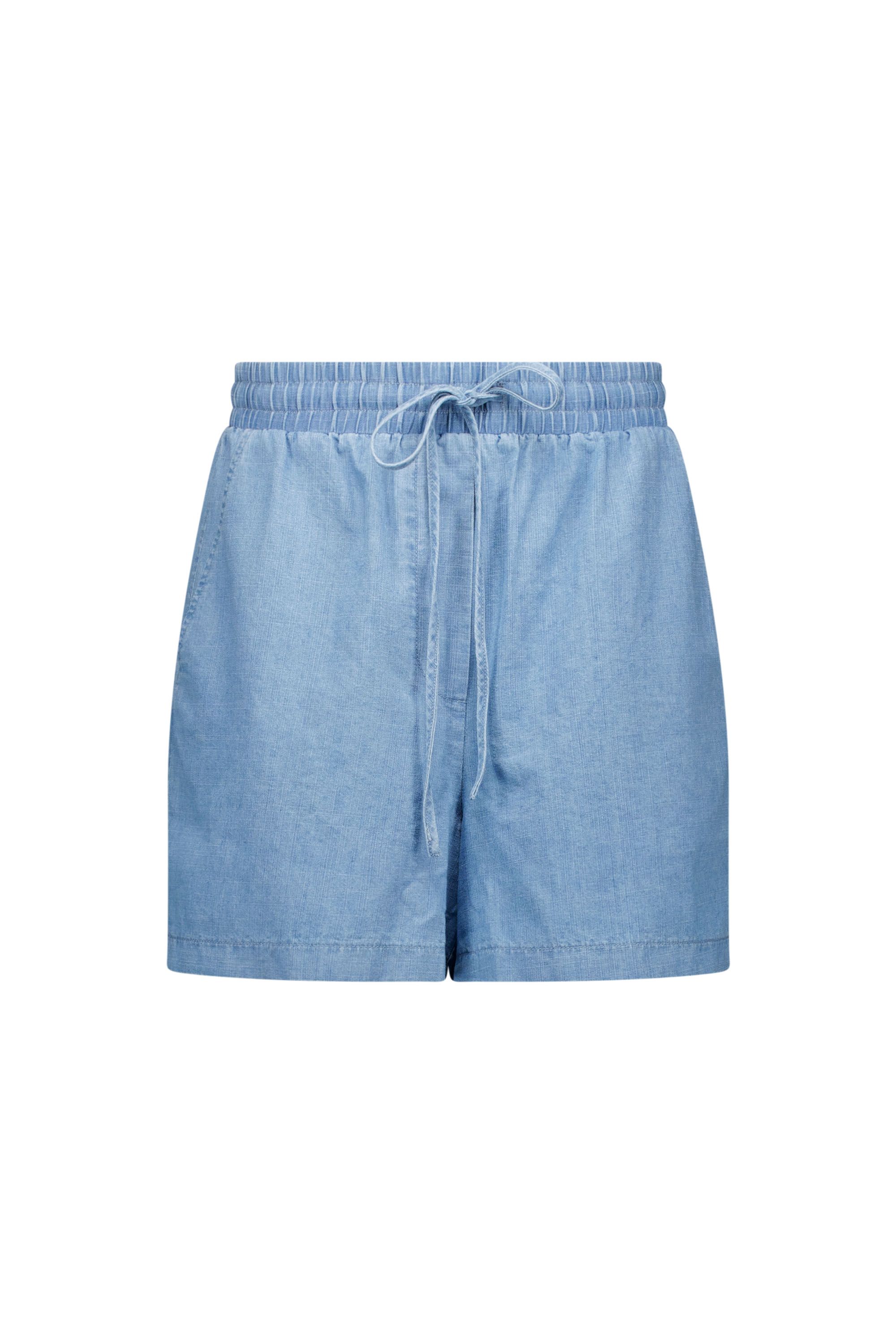 Norah Korte lichtblauwe denim broek met elastische tailleband light denim 218880-478-36