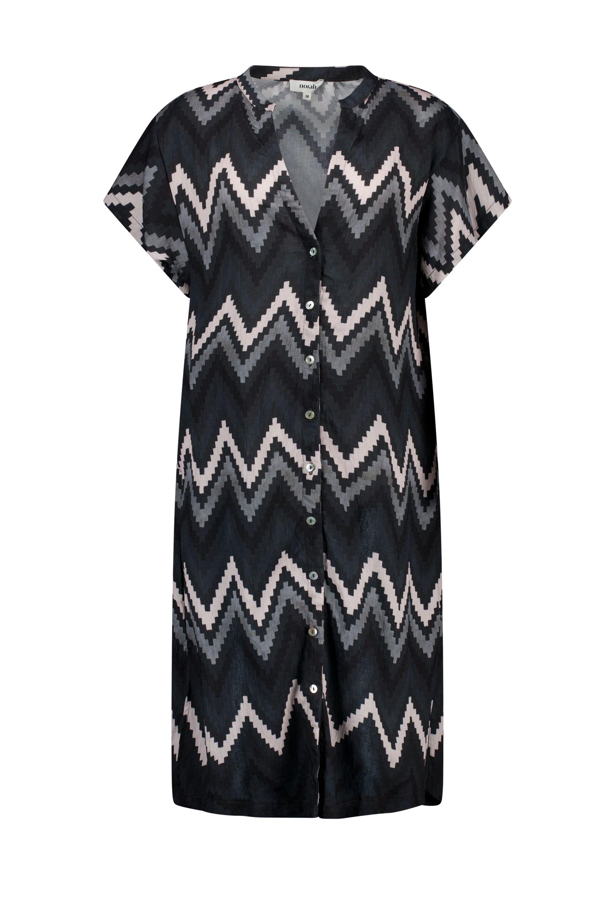 Norah Grijze midi jurk met grafische print grey multicolor 218883-048