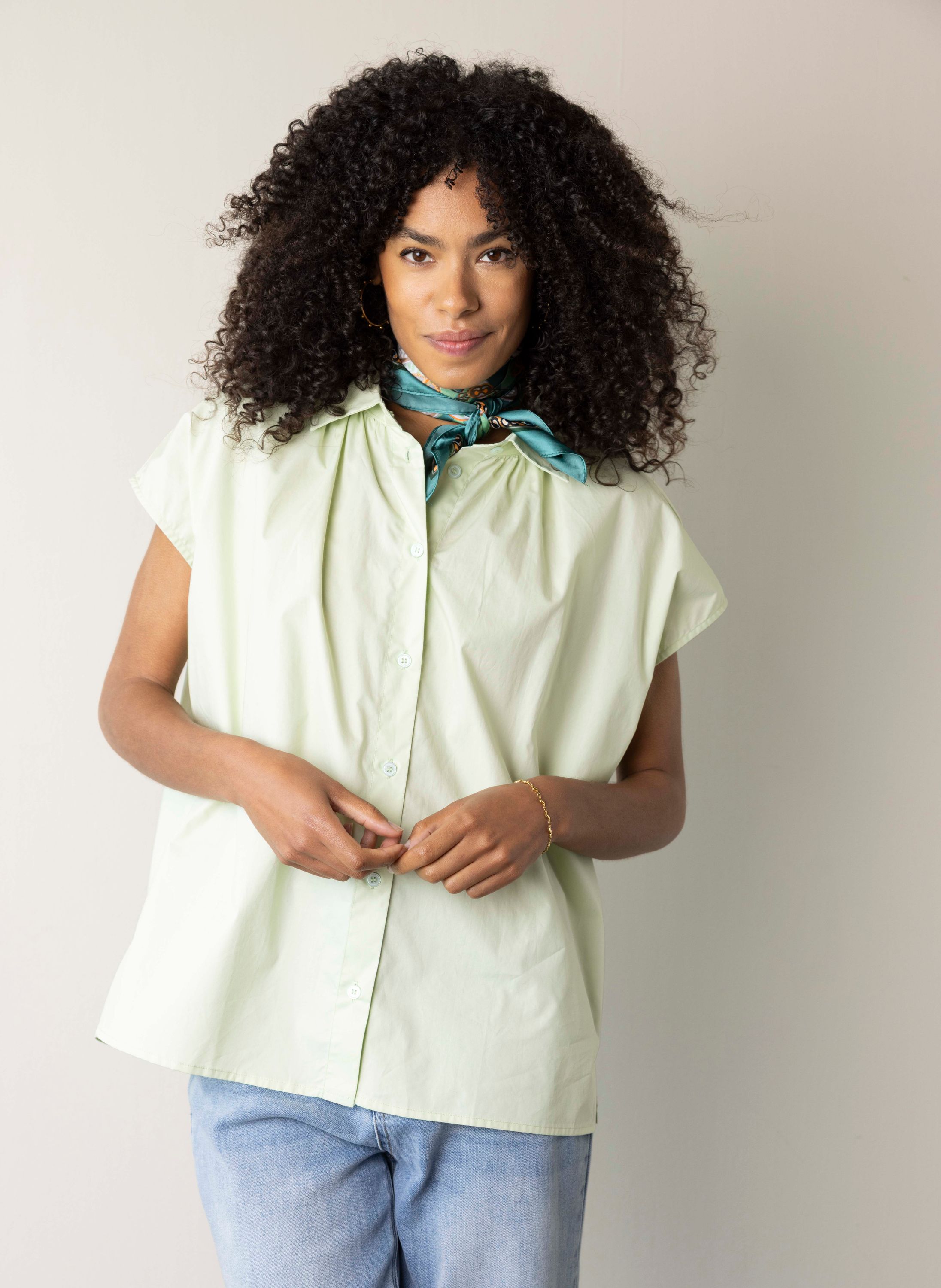 Norah Groene mouwloze blouse pistache 218887-510-34