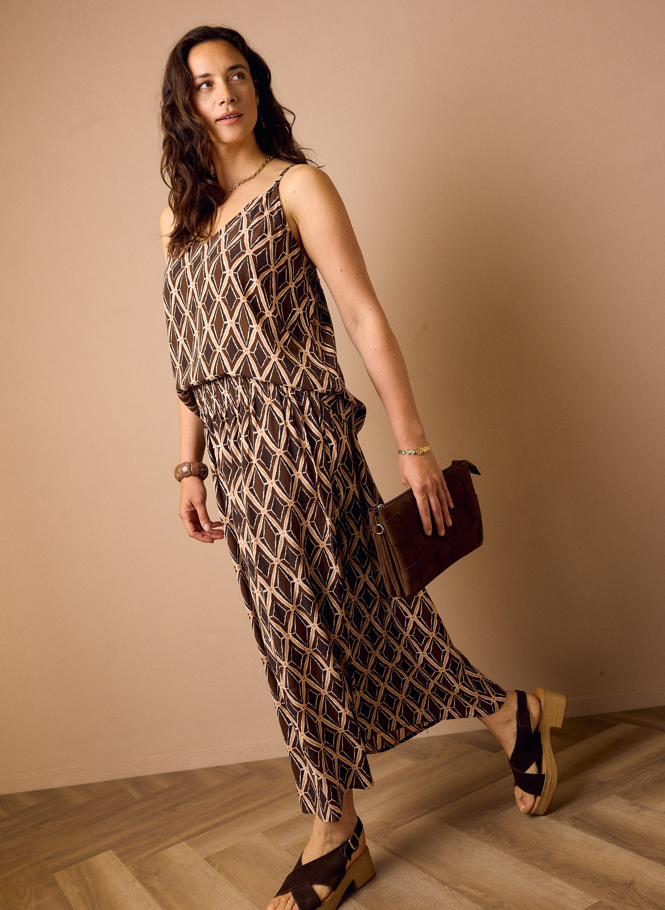 Norah Midi rok met grafische print brown/black 218889-230