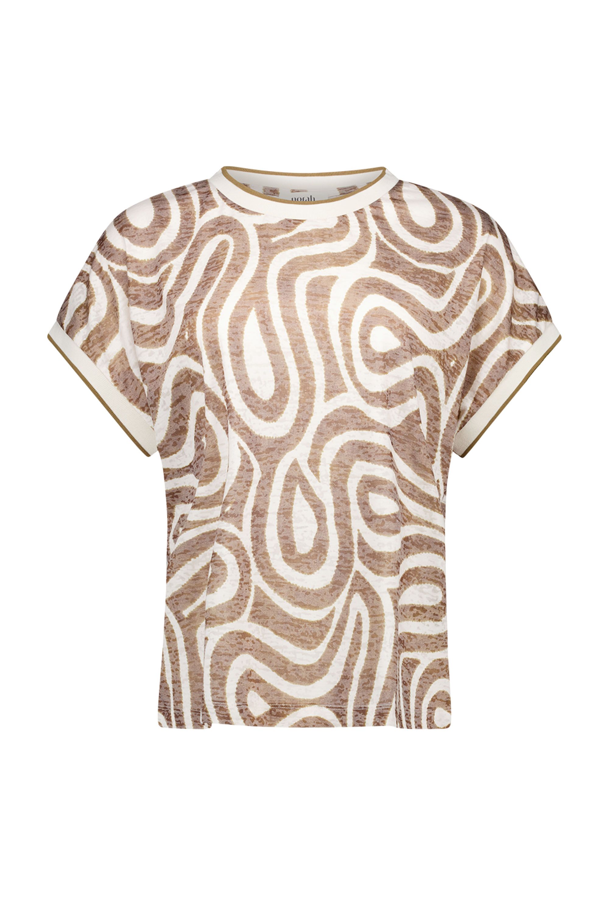 Norah Bruin shirt met grafische print Brown/Ecru 218893-241-34