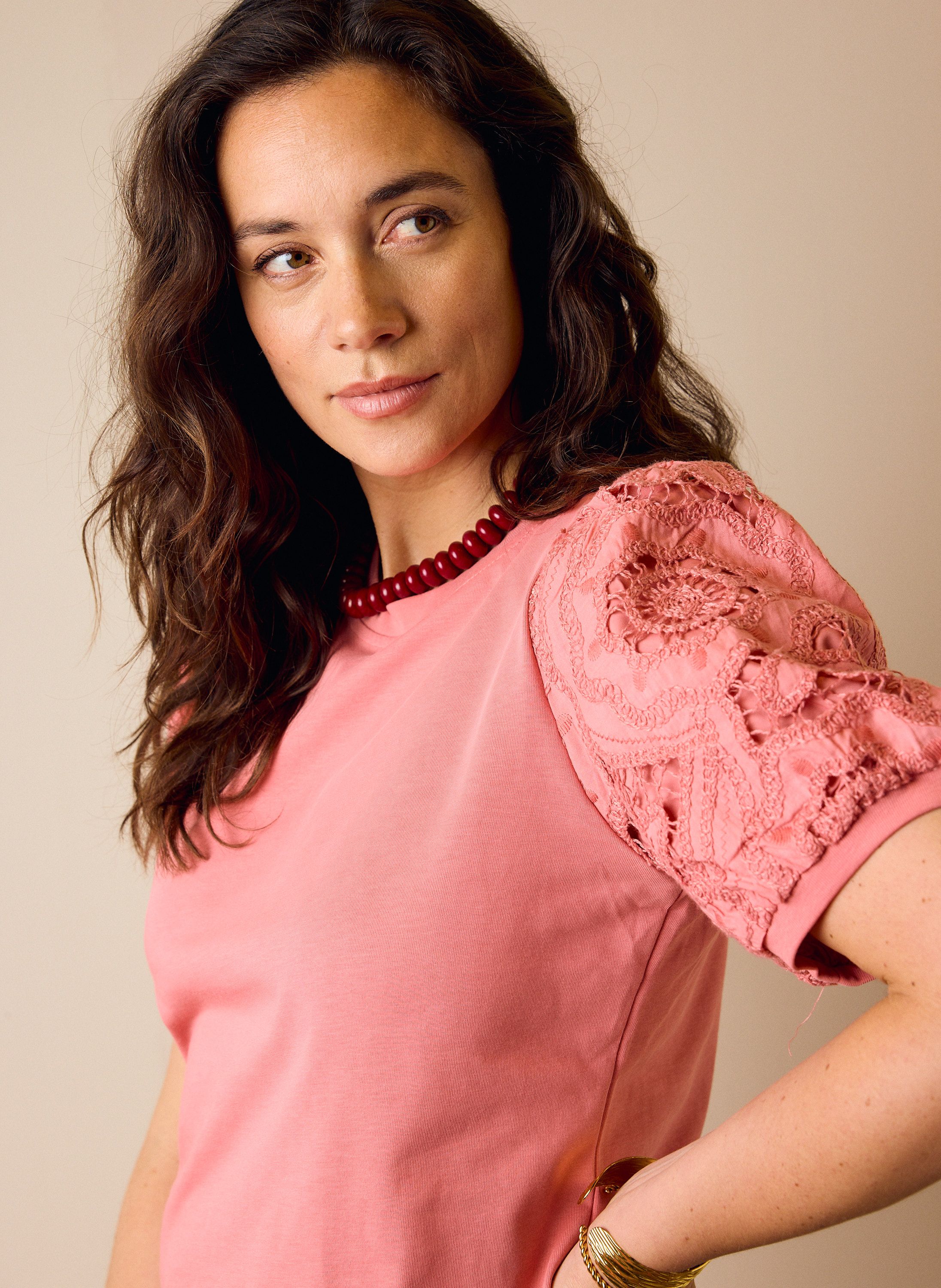 Norah Roze shirt met borduursels blush 218895-905