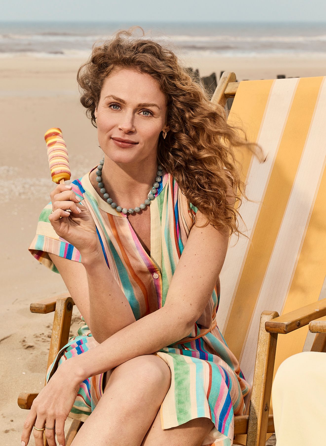 Norah Kleurrijke gestreepte midi jurk multicolor 218897-002-44