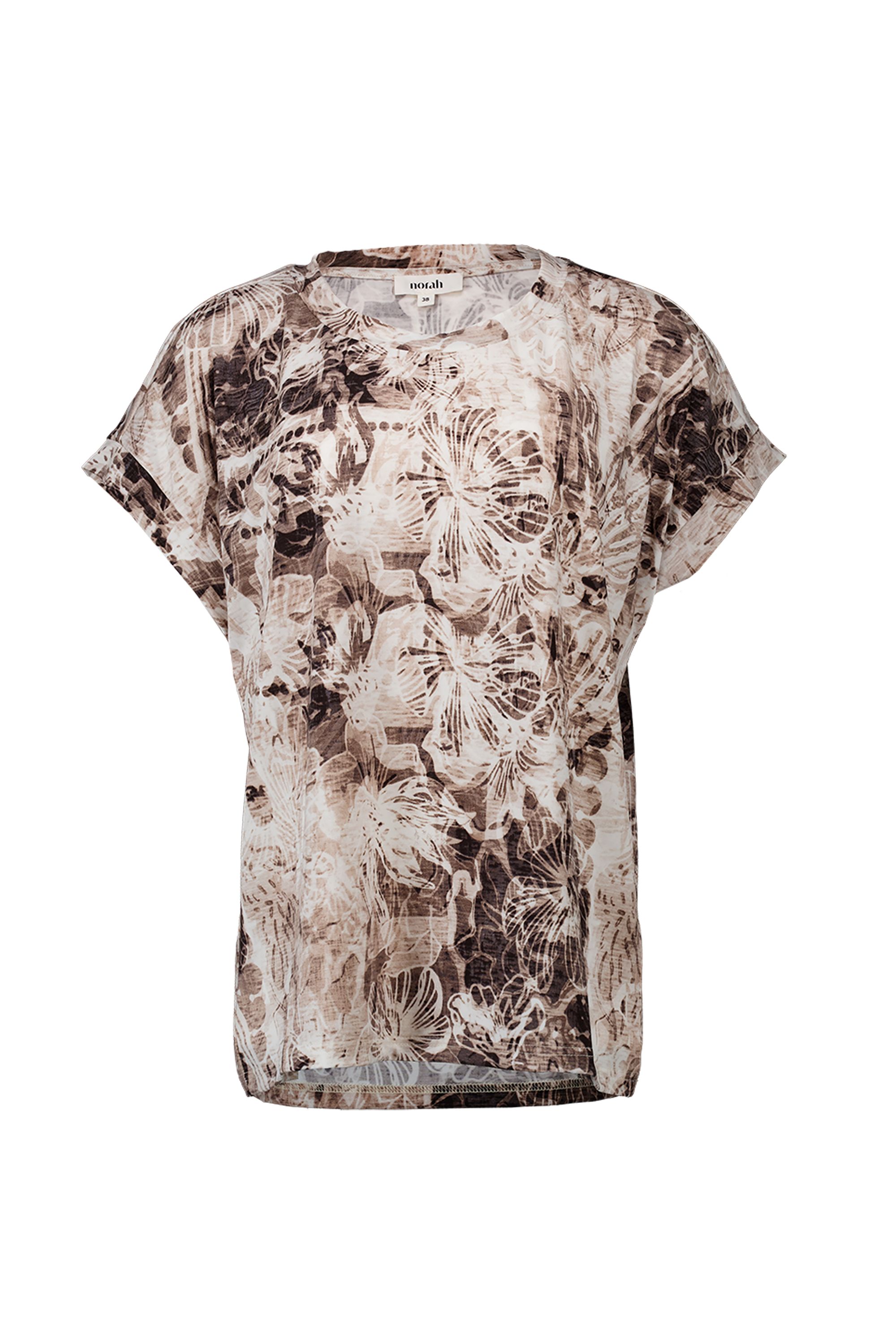 Norah Bruin shirt met grafische print ecru/brown 218898-172-40