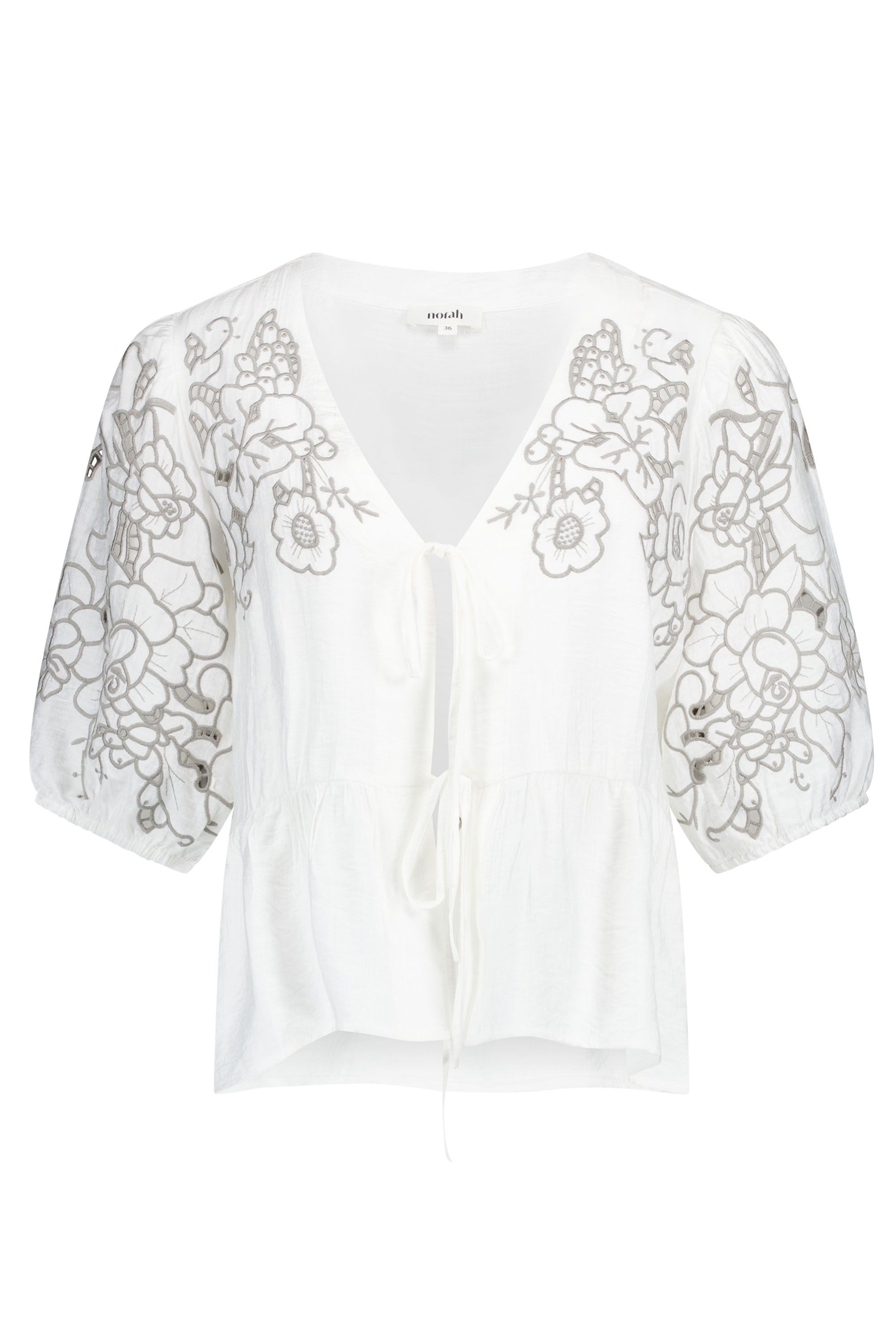 Norah Off-white blouse met borduursels ecru/grey 218914-180