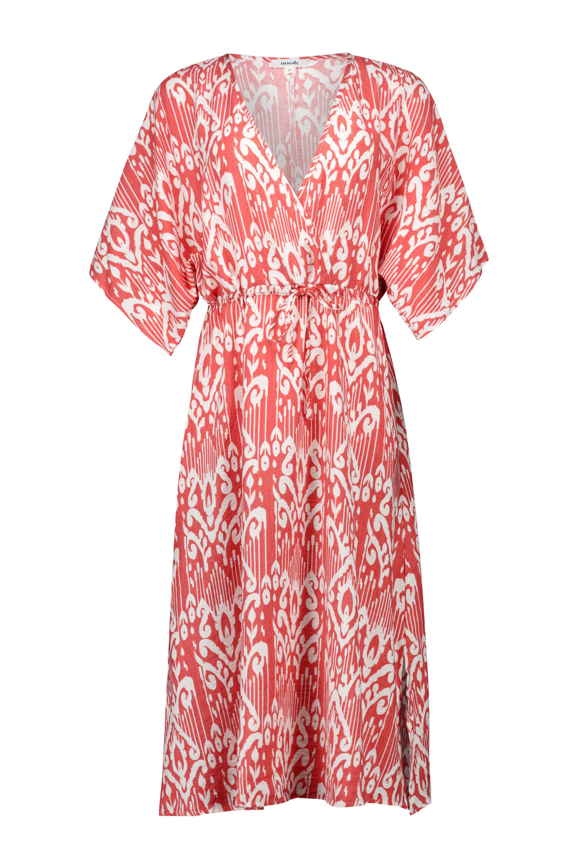 Norah Koraalkleurige midi jurk ecru multicolor 218932-122