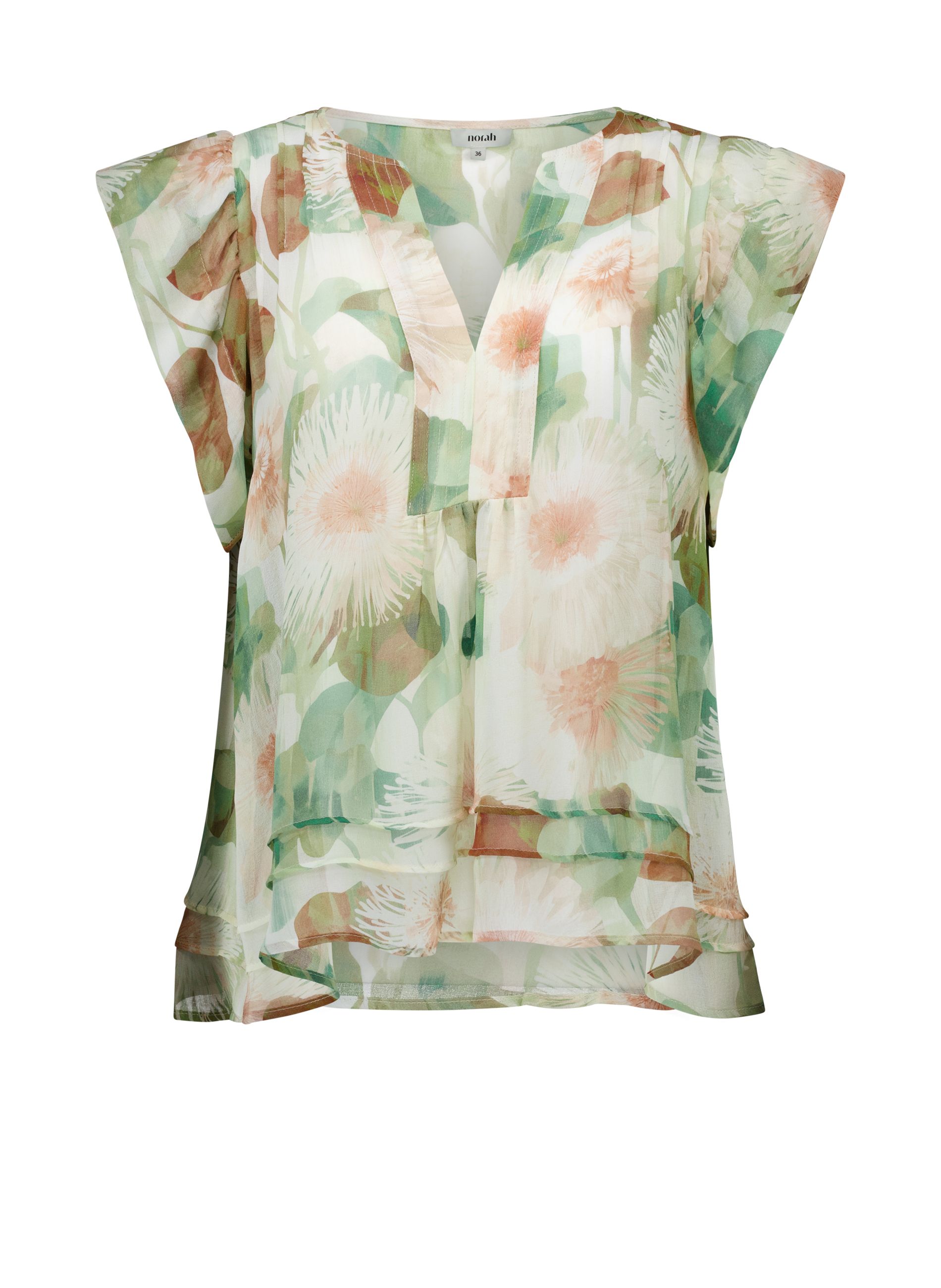 Norah Groene blouse met botanische print green/ecru 218933-541-44