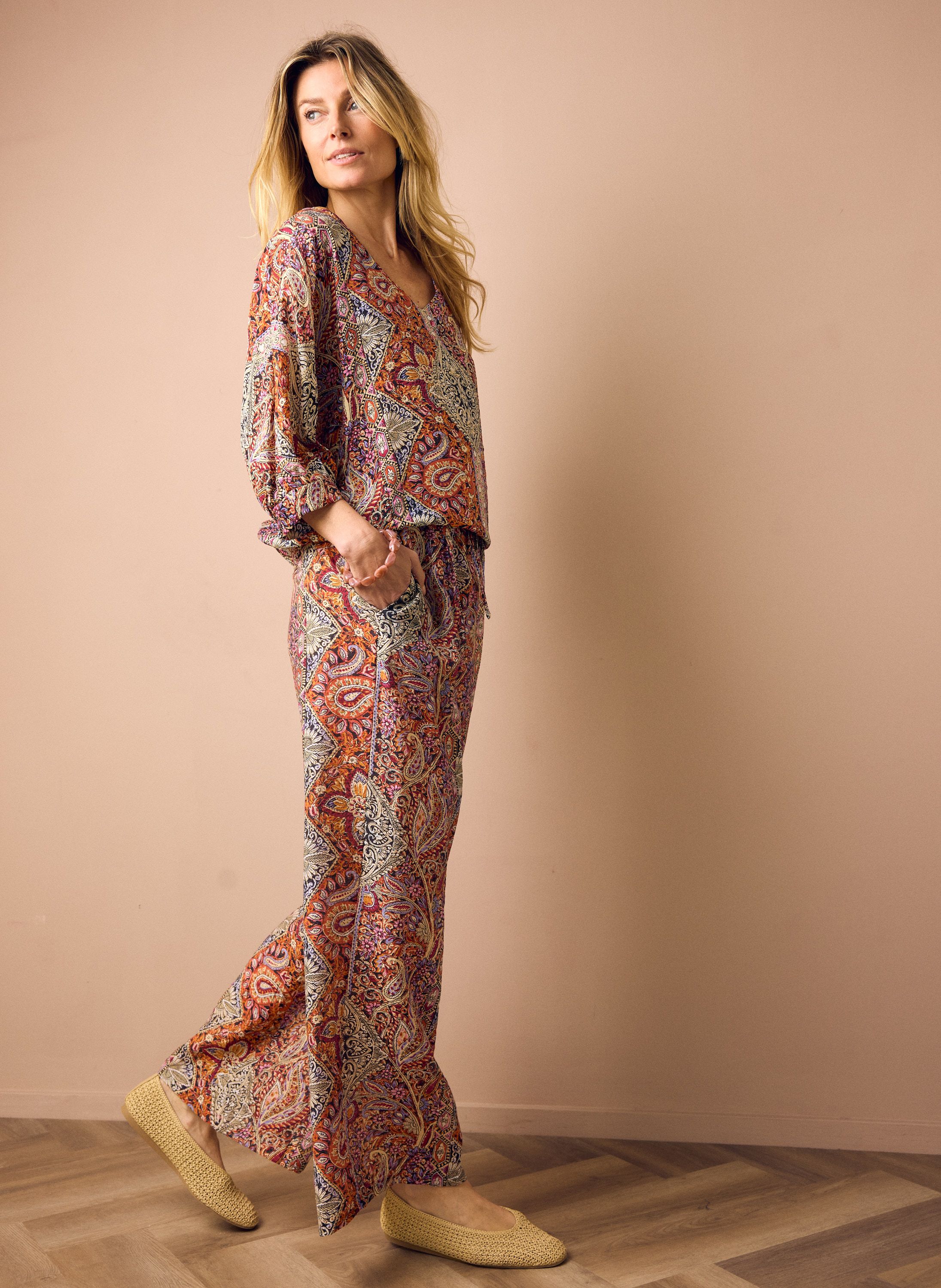 Norah Wide fit broek | Grafische print multicolor 218937-002-44