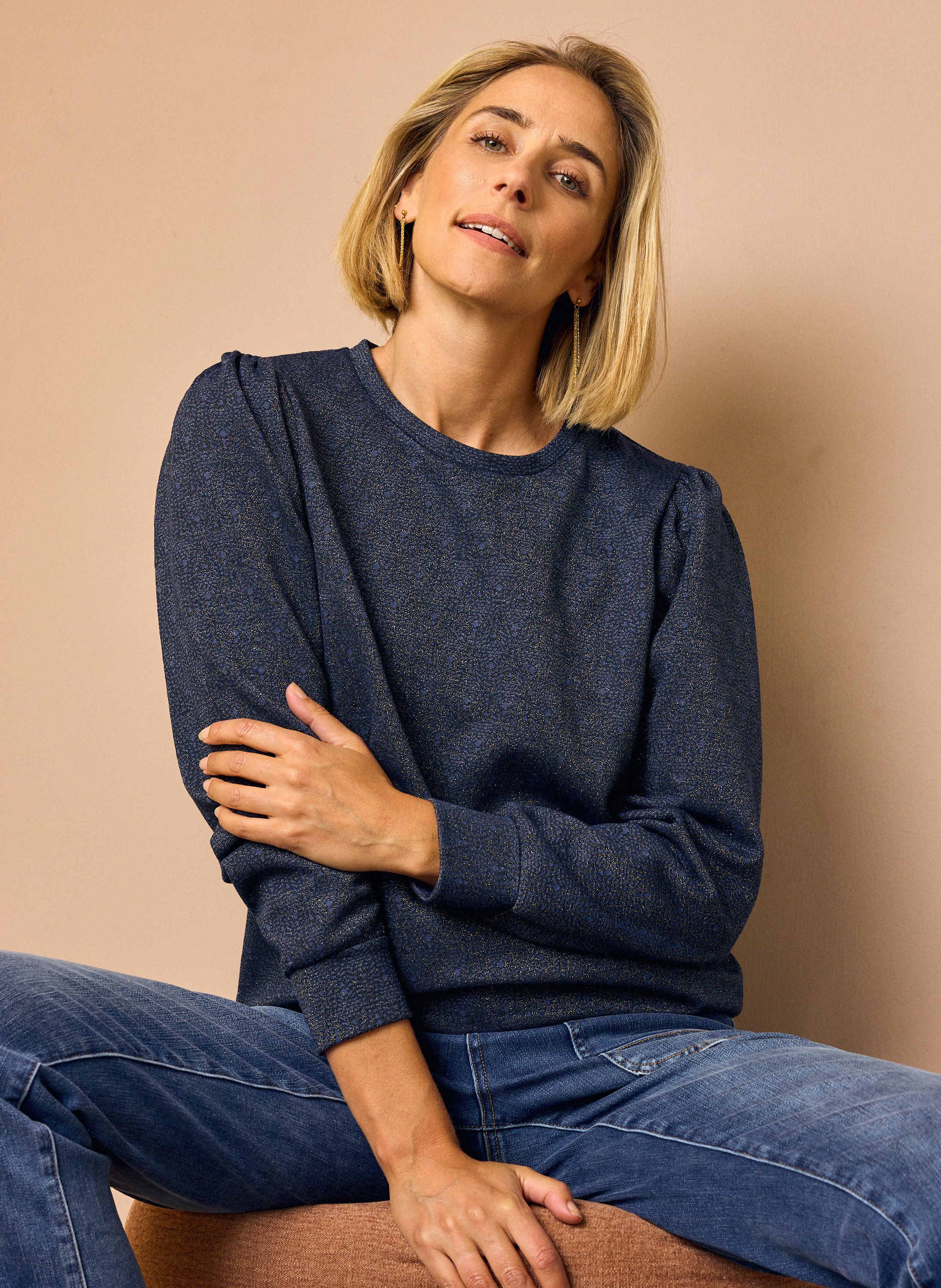 Norah Donkerblauwe sweater met glitter dark blue multicolor 218945-491