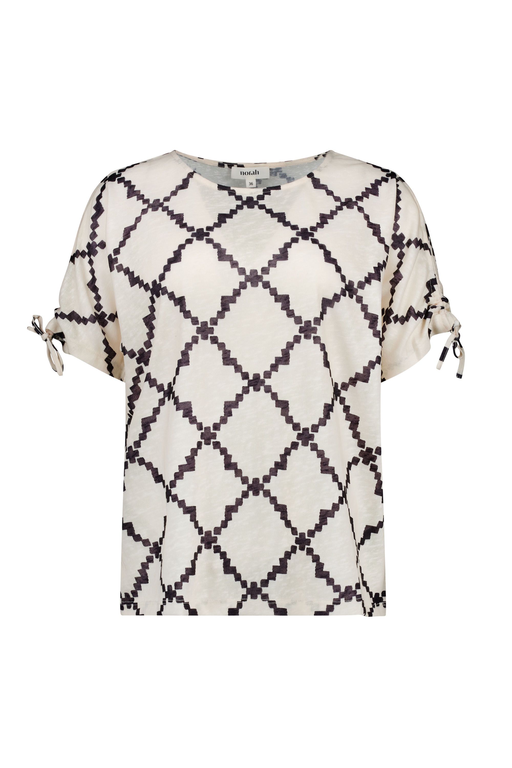 Norah Ecru/zwart shirt met grafische print ecru/black 218948-170-36