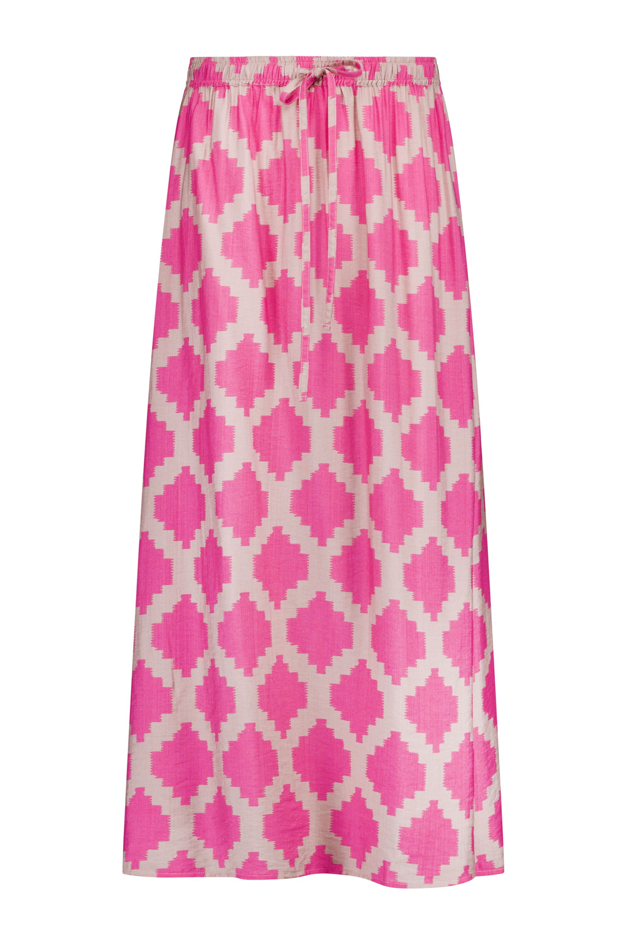 Norah Roze midi rok met grafische print pink multicolor 218951-920