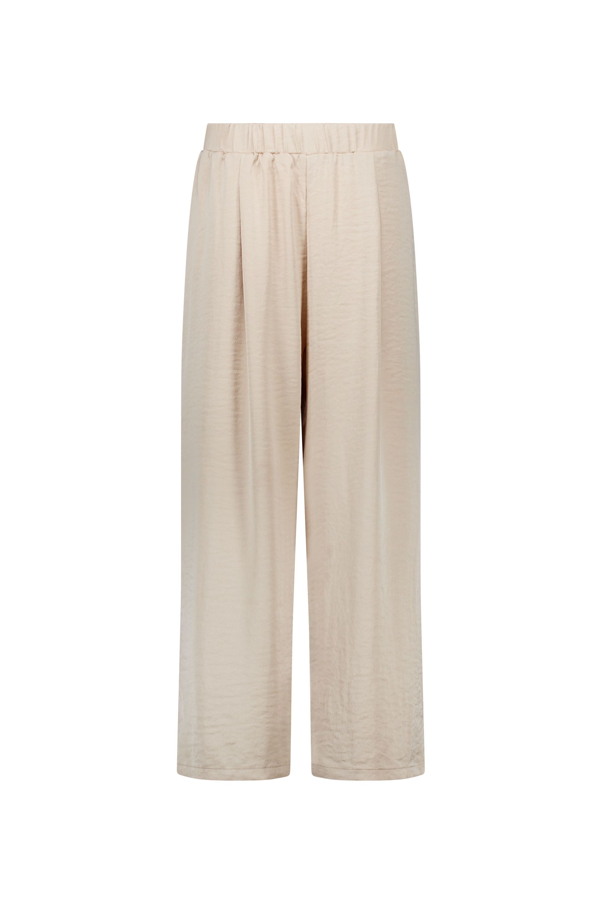 Norah Wide fit broek | Zandkleurig | Satijn | Cropped light sand 218955-111-34
