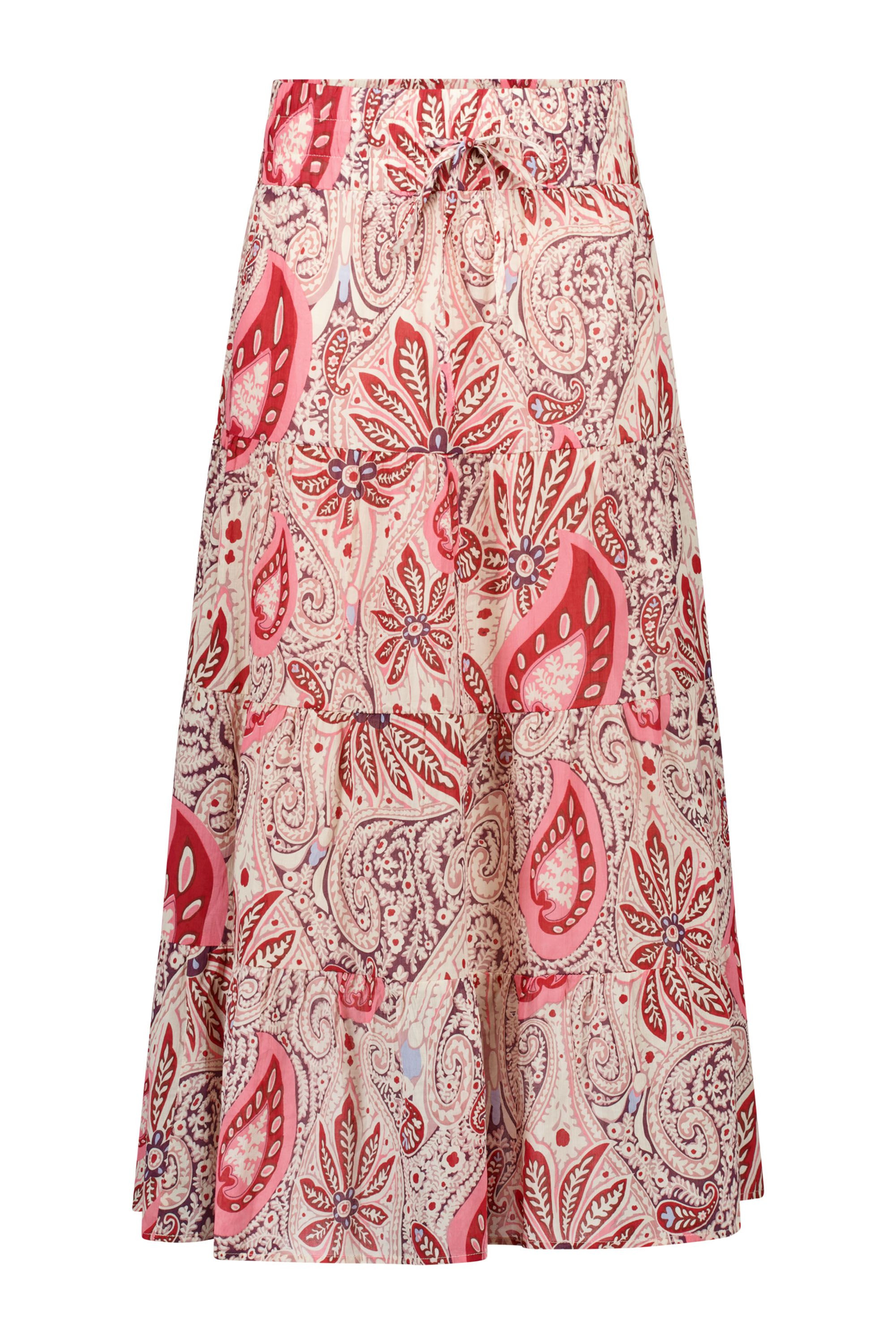 Norah Midi rok met grafische print ecru multicolor 218957-122