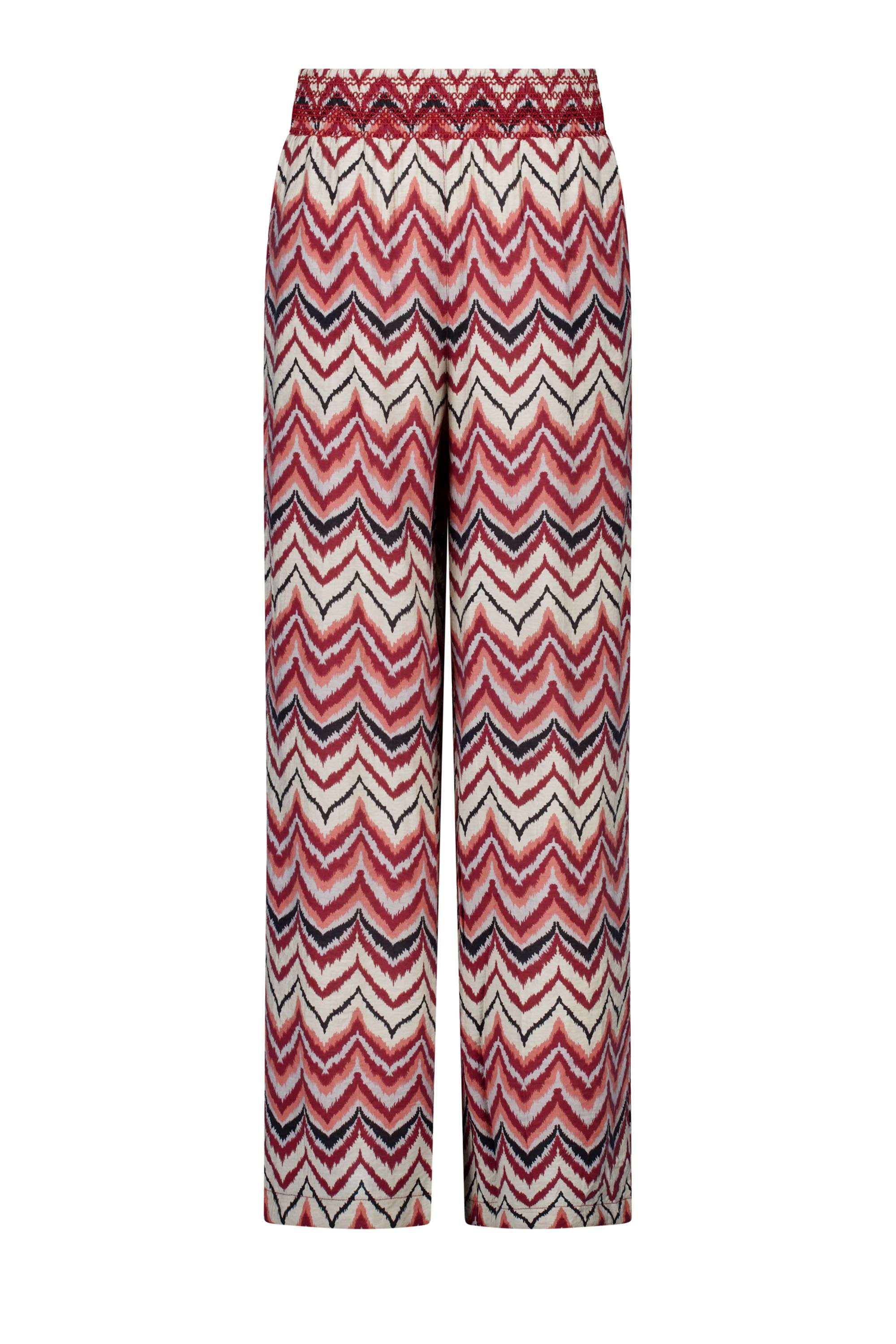 Norah Wide fit broek | Rood | Zigzag red multicolor 218958-620
