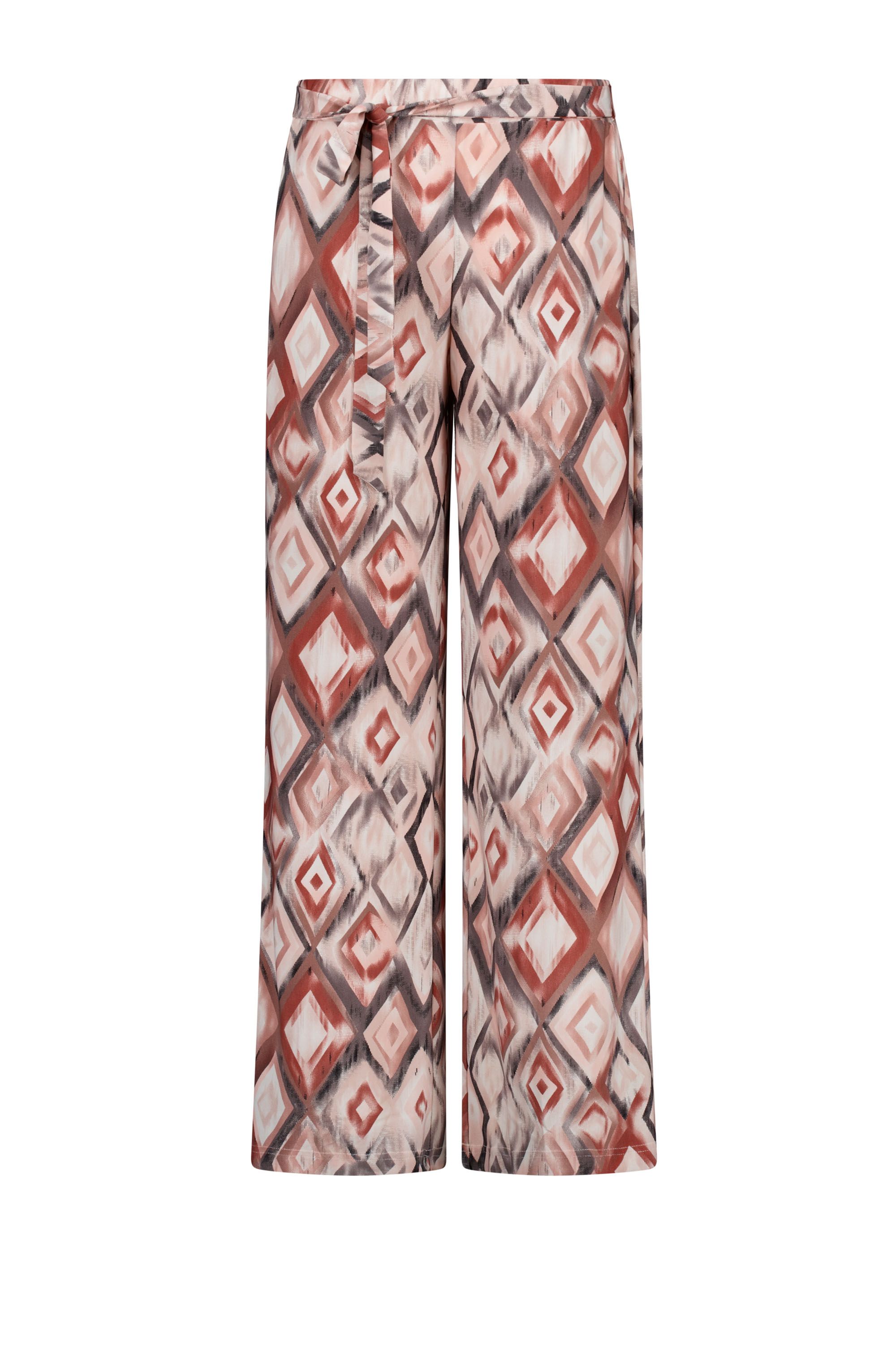 Norah Wide fit broek | Bruin | Ruitprint brown multicolor 218960-220