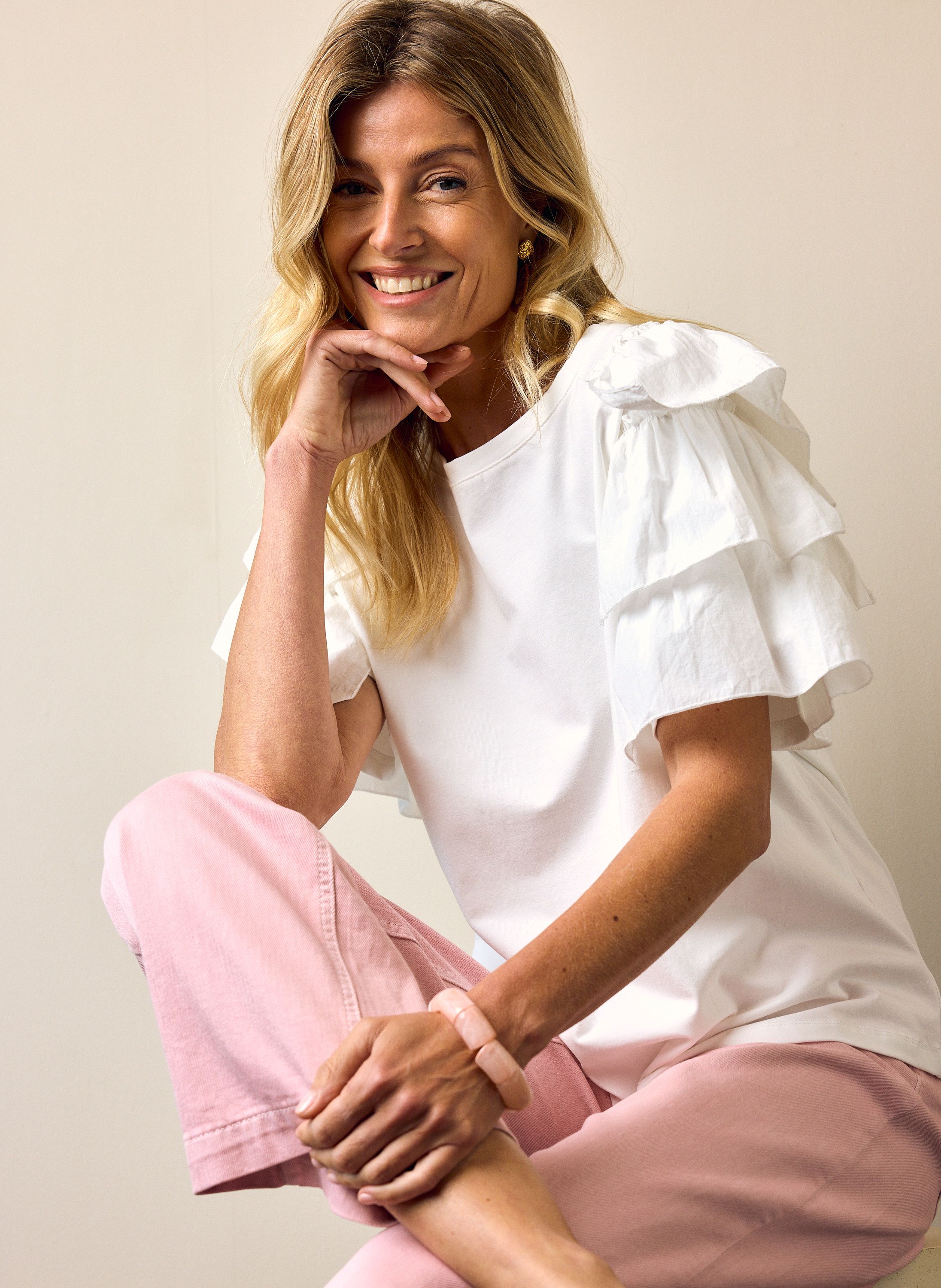 Norah Wit shirt met ruffle mouwen white 218964-100-34