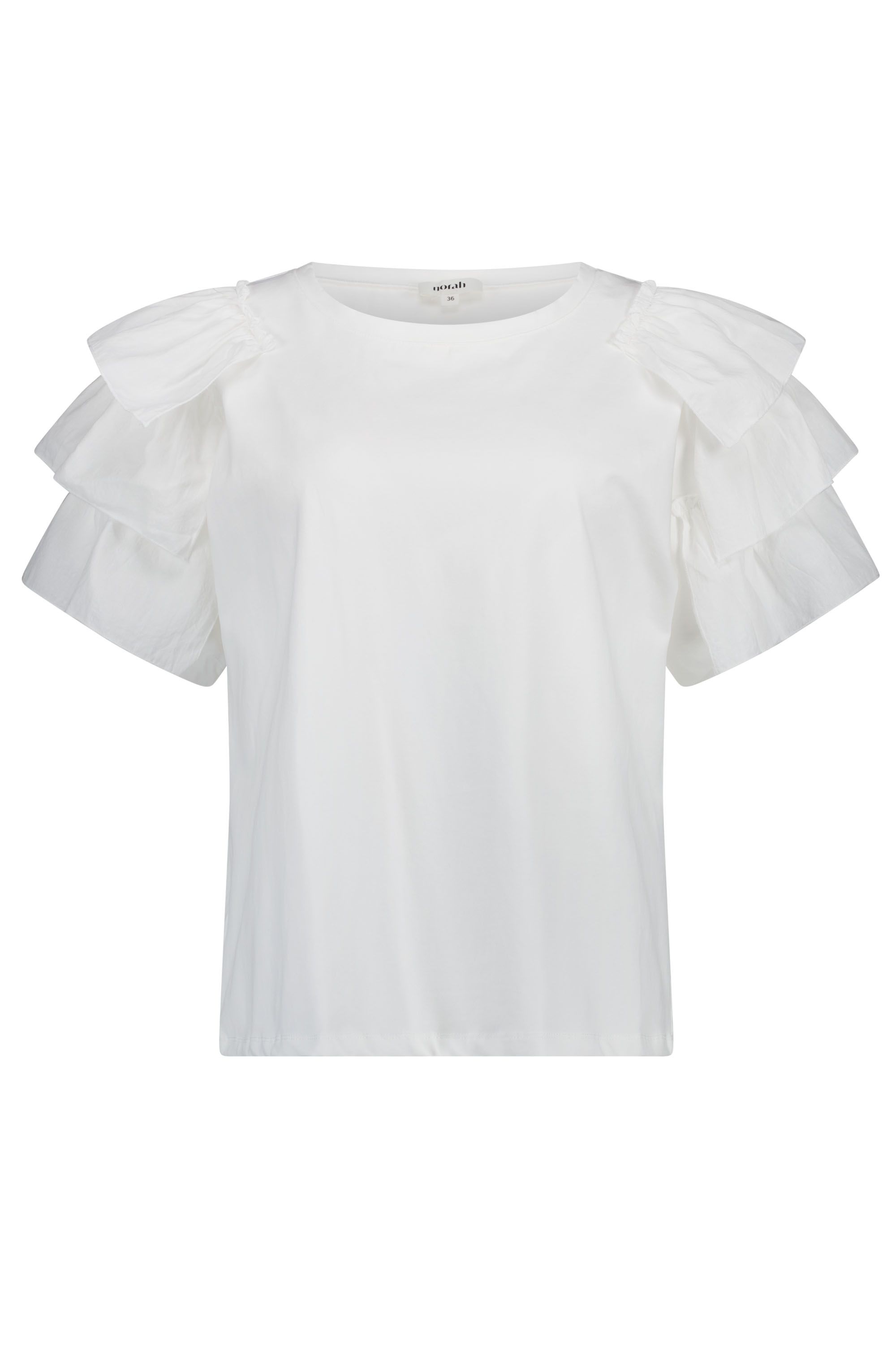 Norah Wit shirt met ruffle mouwen white 218964-100-34