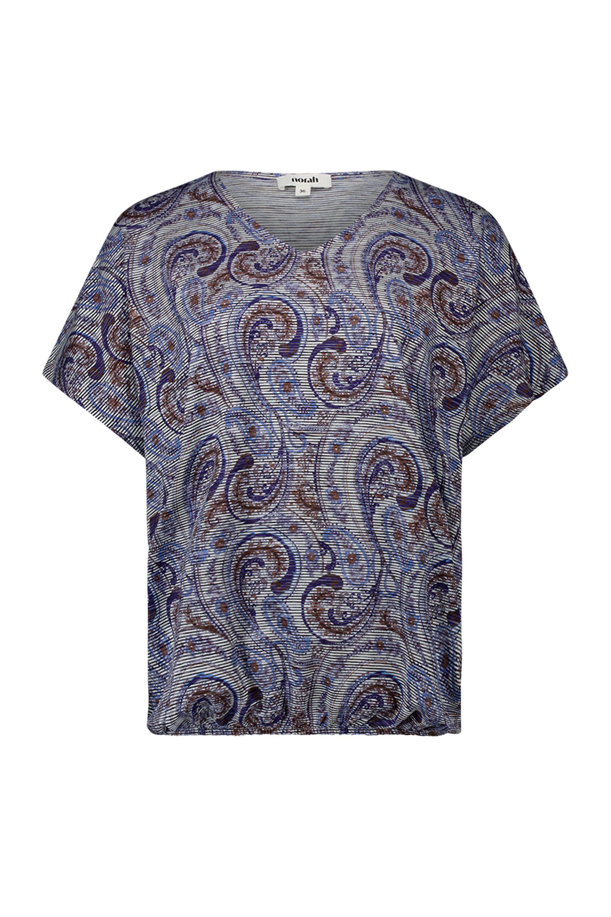 Norah Blauw shirt met paisley print blue multicolor 218973-420-44