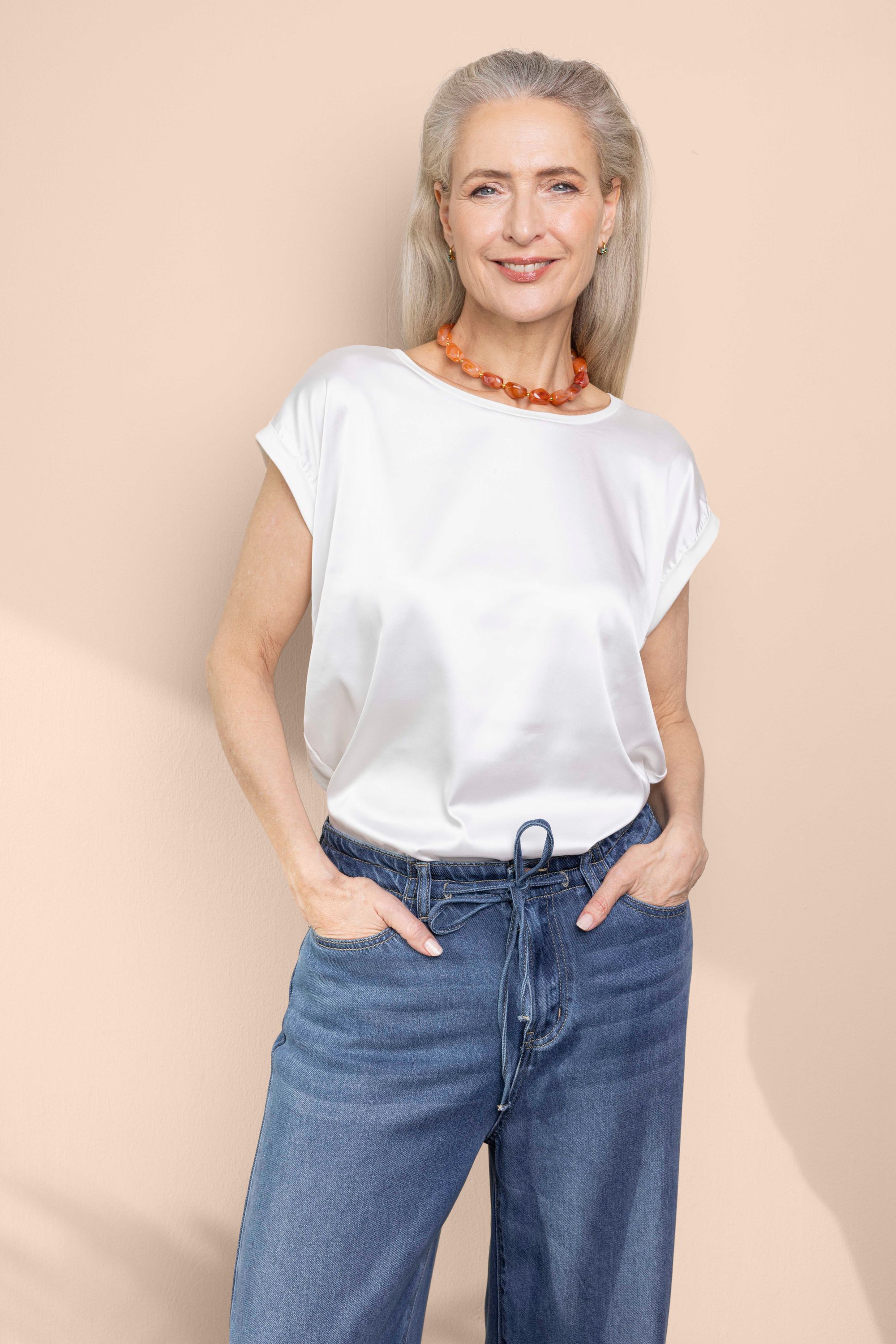 Norah Off-white shirt met glans off-white 218978-101-42