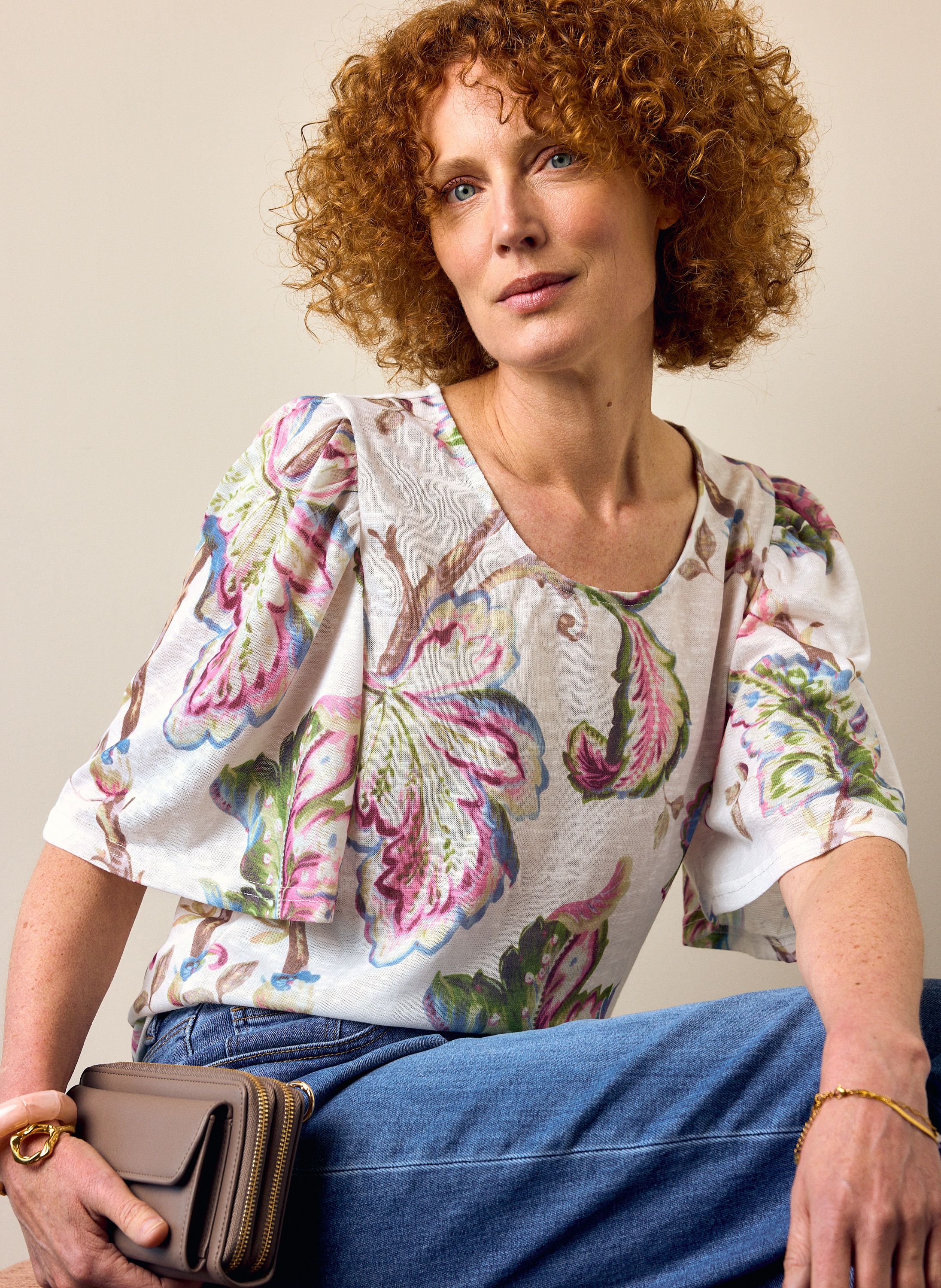 Norah Kleurrijk shirt met botanische print multicolor 218979-002