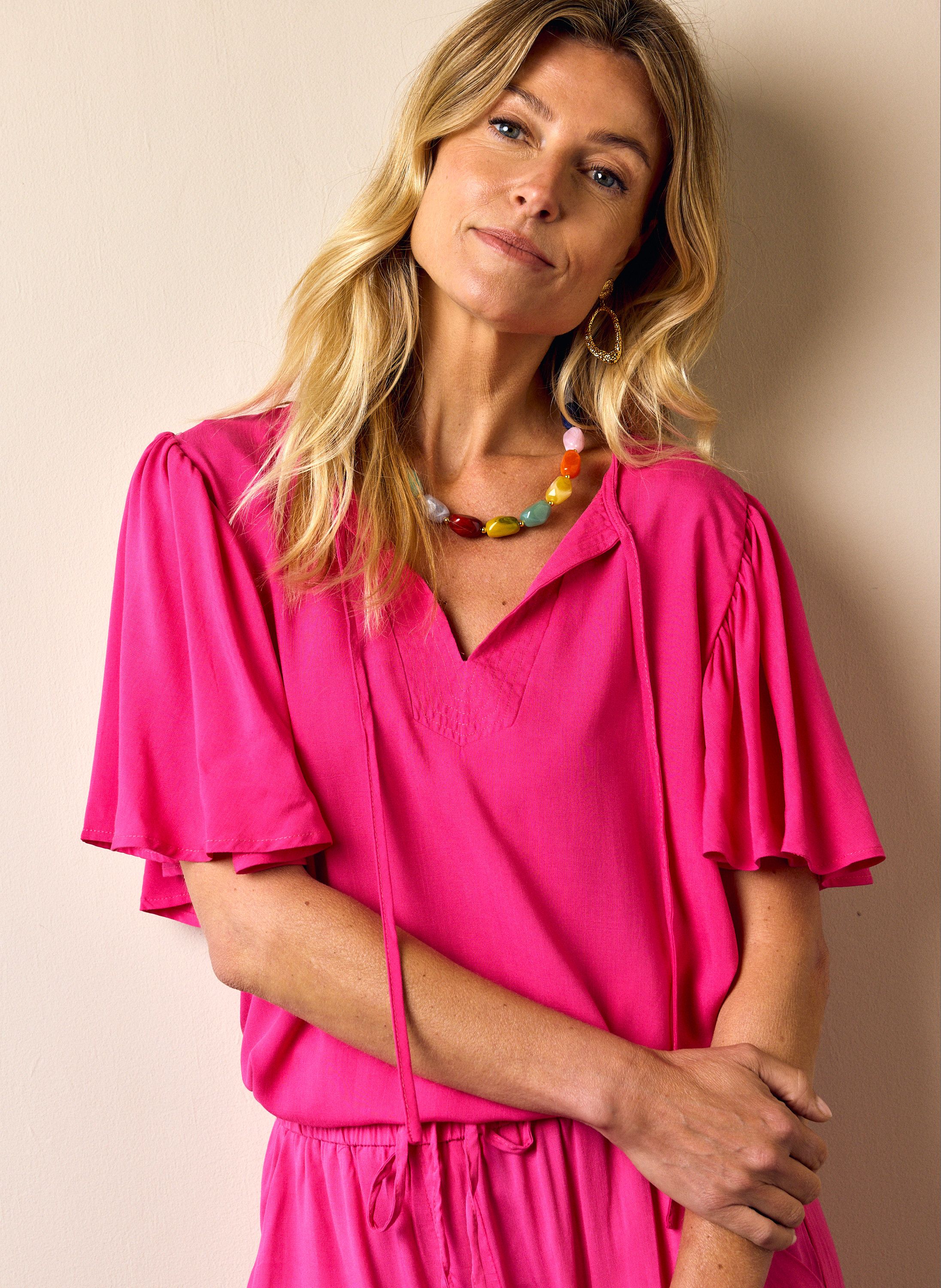 Norah Roze blouse met V-hals pink 218980-900