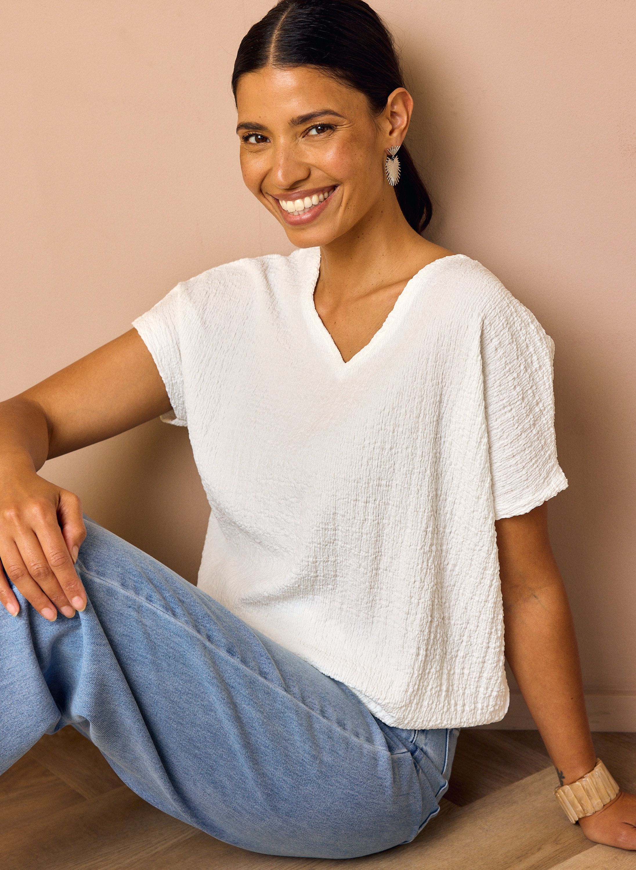 Norah Off-white shirt met structuur off-white 218989-101