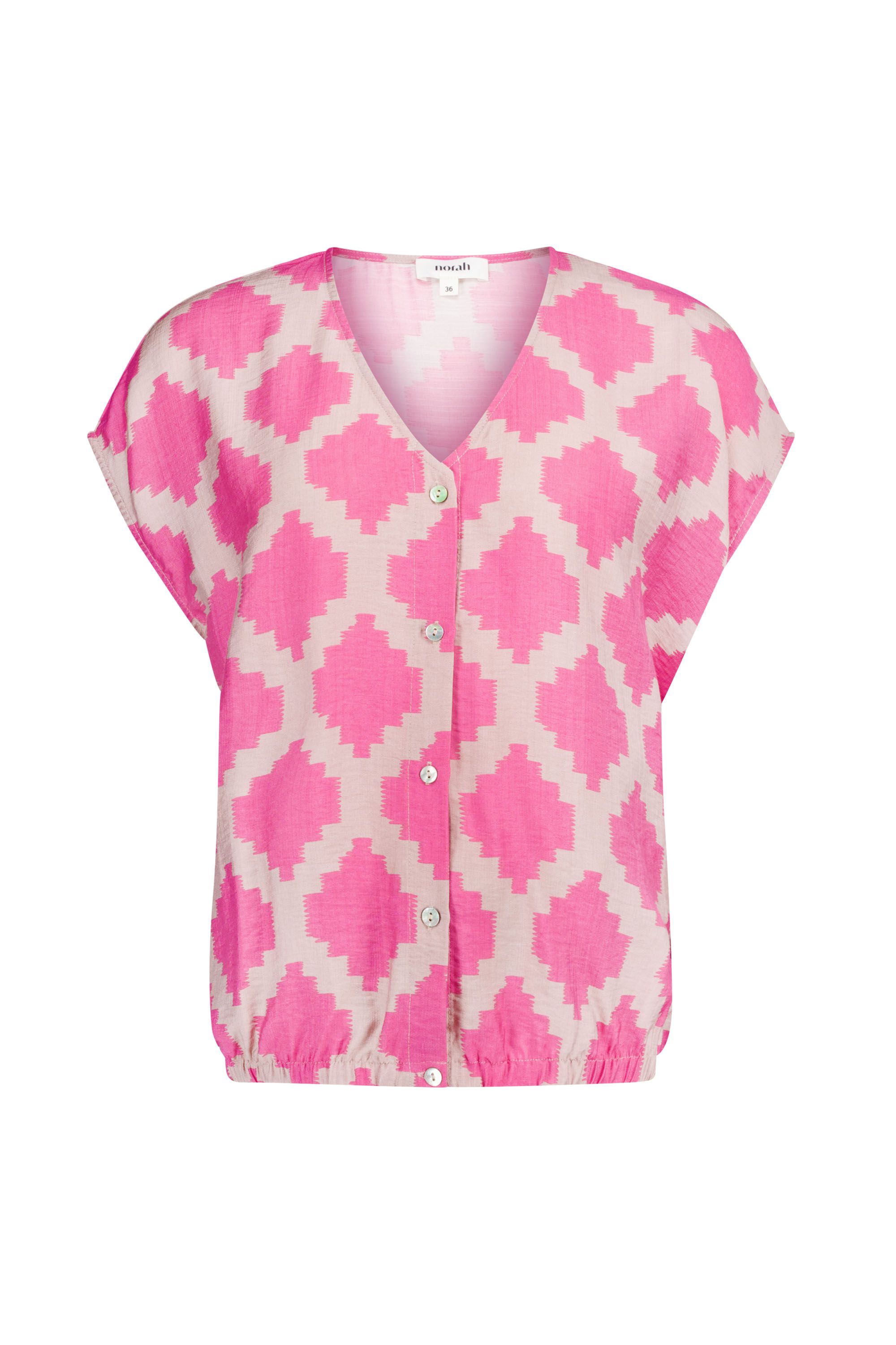 Norah Roze blouse met grafische print pink multicolor 218994-920