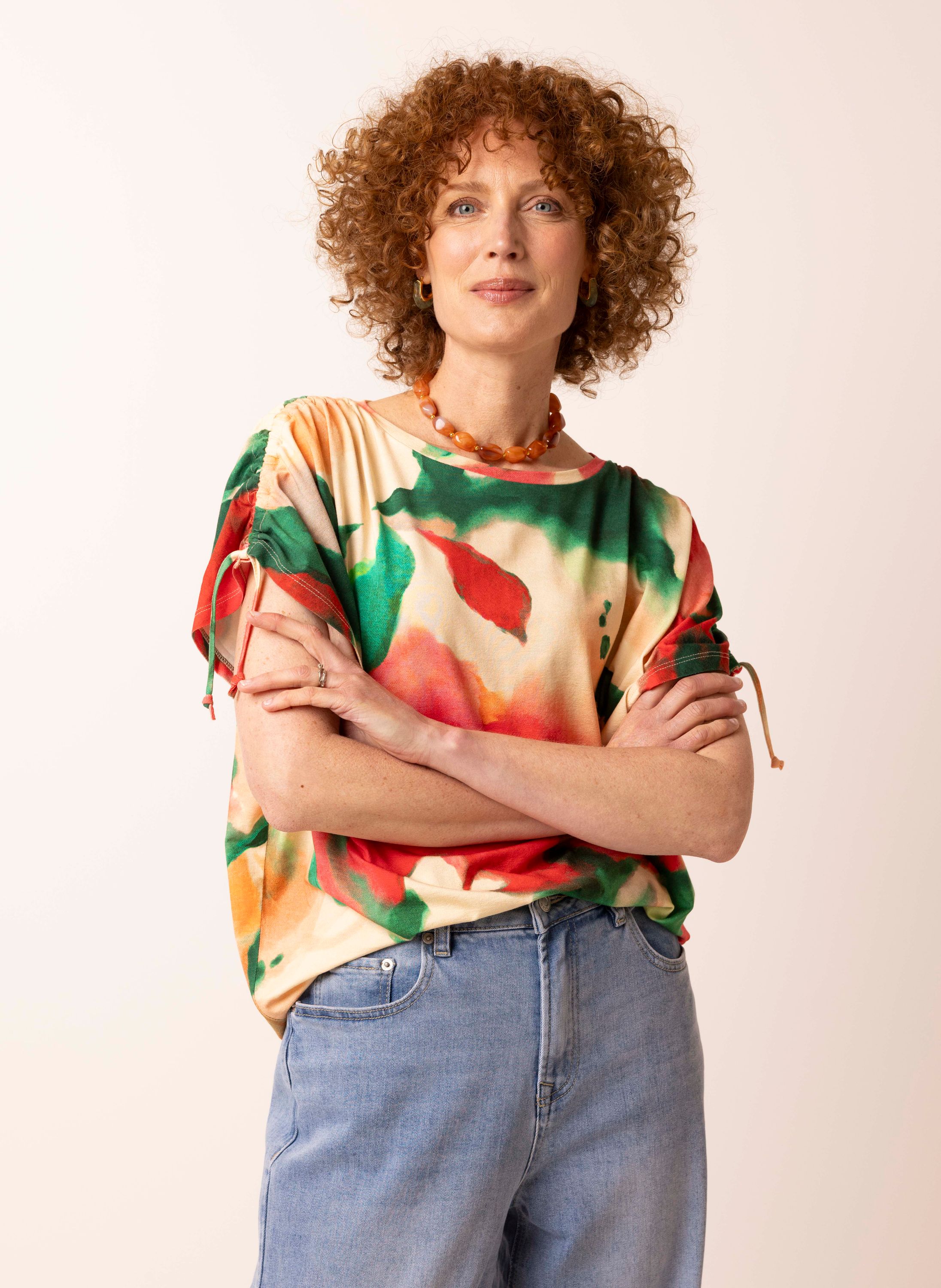 Norah Kleurrijk shirt met grafische print green/pink 219001-539-40