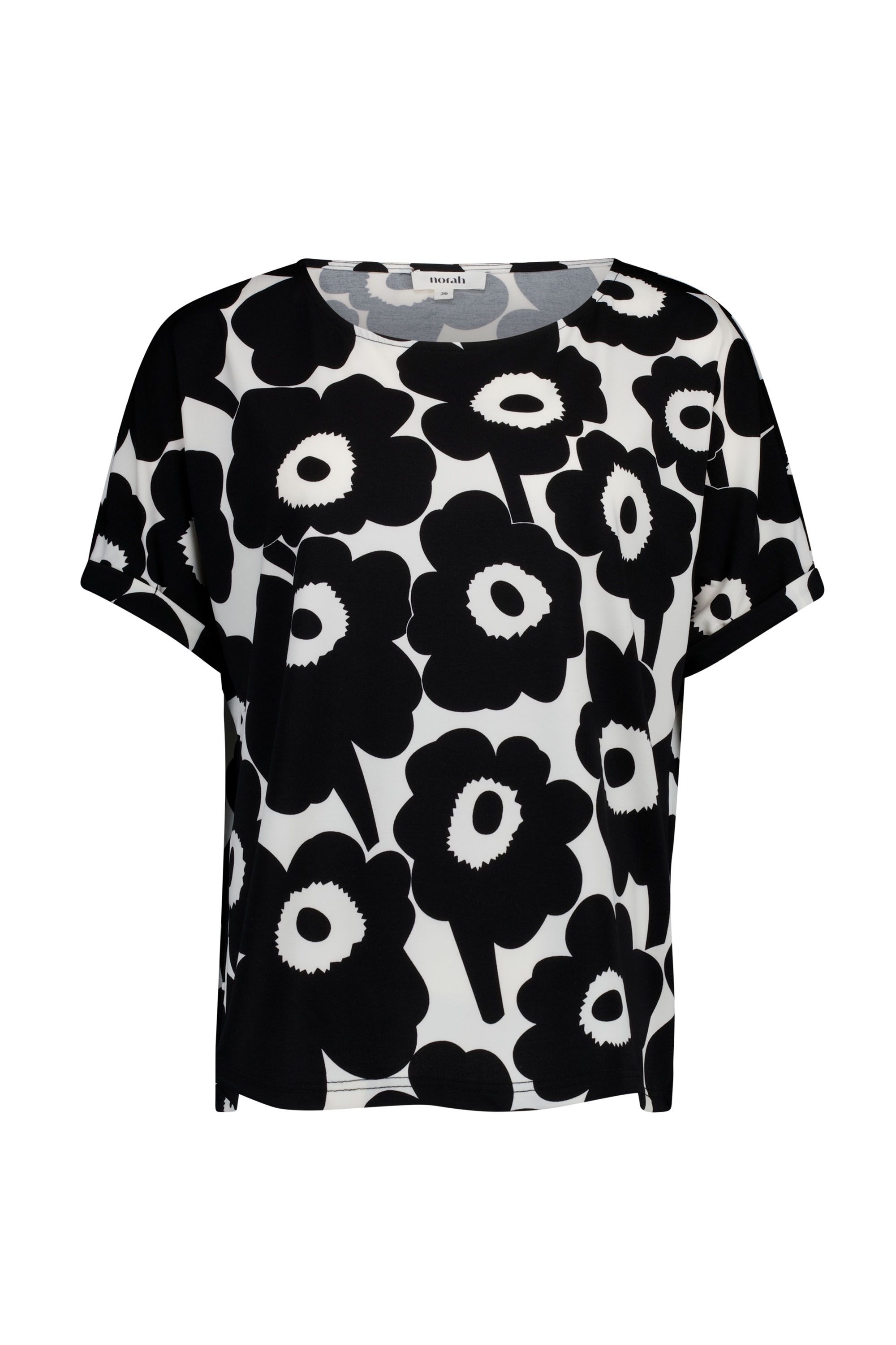 Norah zwart/wit shirt met bloemenprint black/white 219002-031