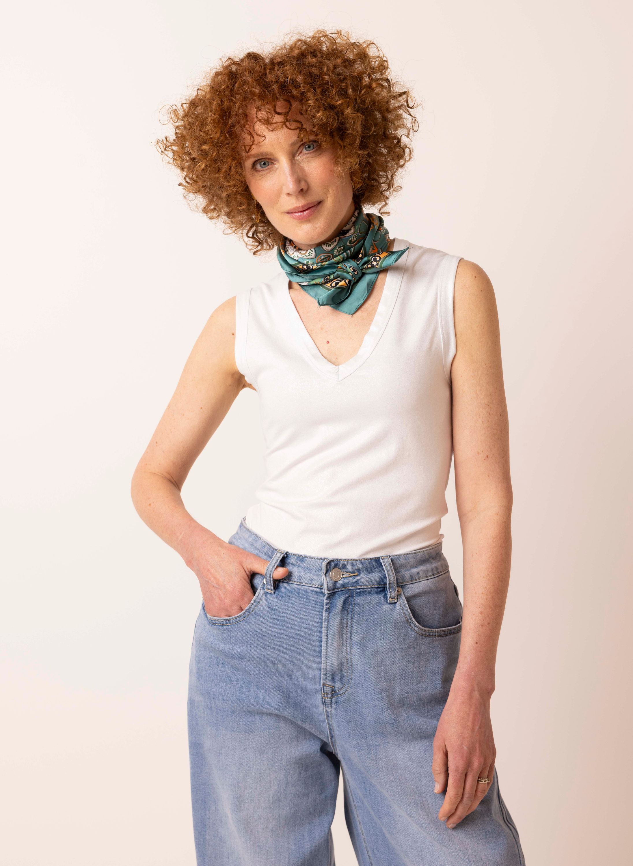 Norah Singlet shiny off-white 219004-101-42