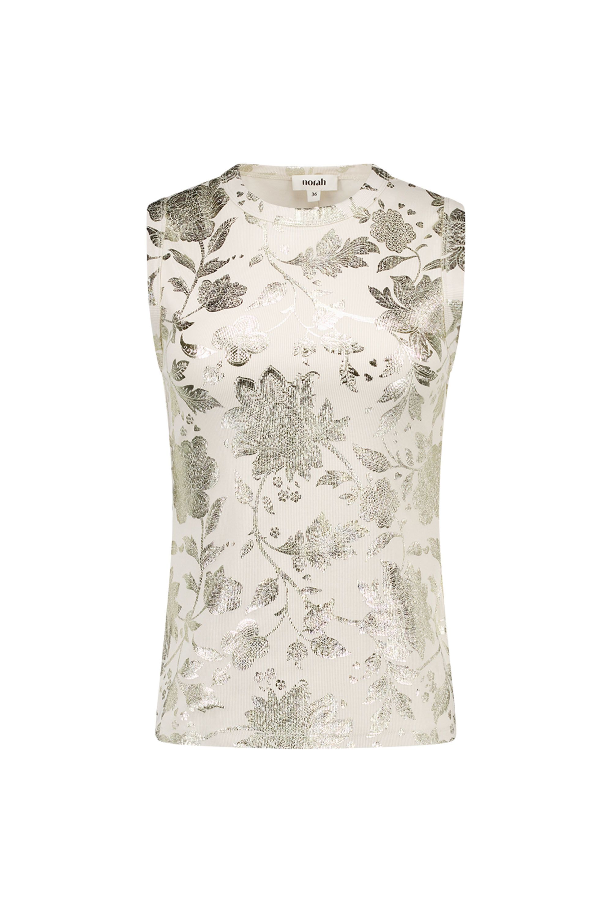 Norah Champagnekleurige top met bloemen champagne 219005-103-36