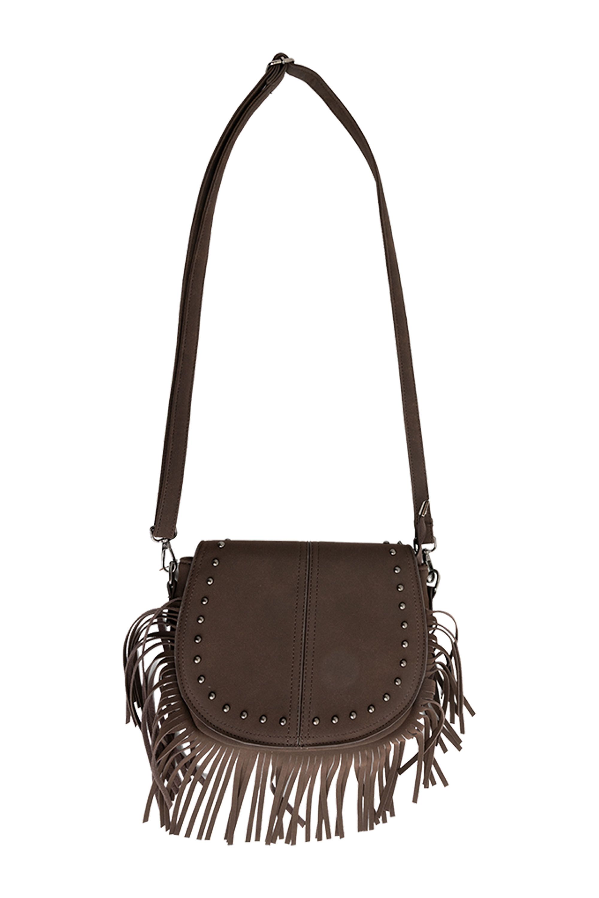 Norah Bruine schoudertas met franjes dark brown 219014-299